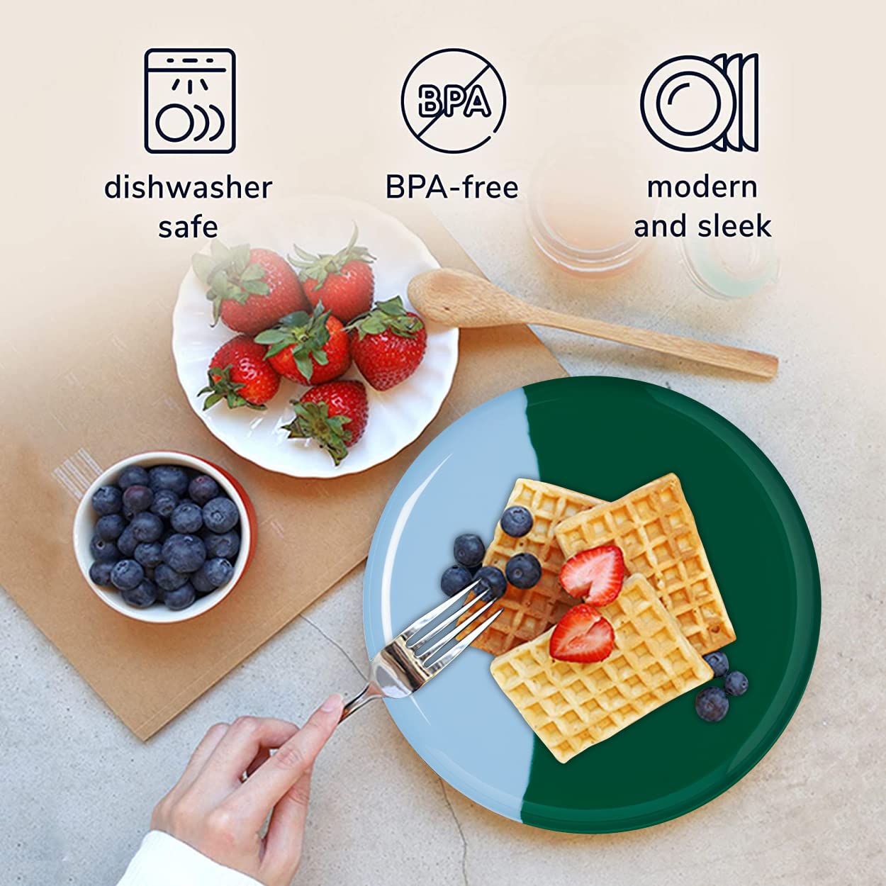 Thomas Fuchs Creative 1/2 & 1/2 Melamine Side Plates Set Of 4, Chip And Break-Resistant, Durable Salad Plates, Kid-Friendly Dess