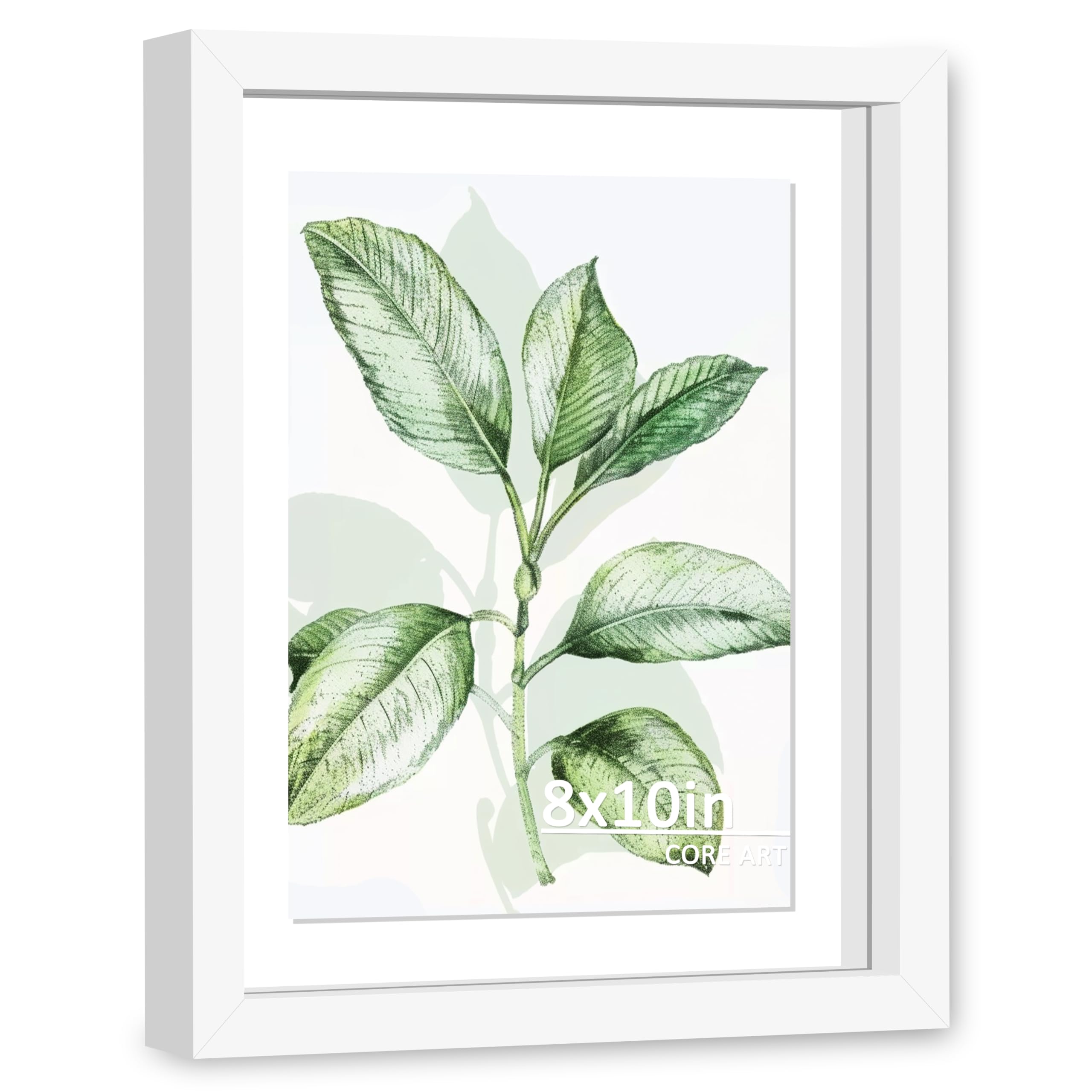 CORE ART 8x10 Floating Picture Frame,Double Plexglass Floating Frame for 5x7,4x6 Pictures,Wall or Tabletop Display,White
