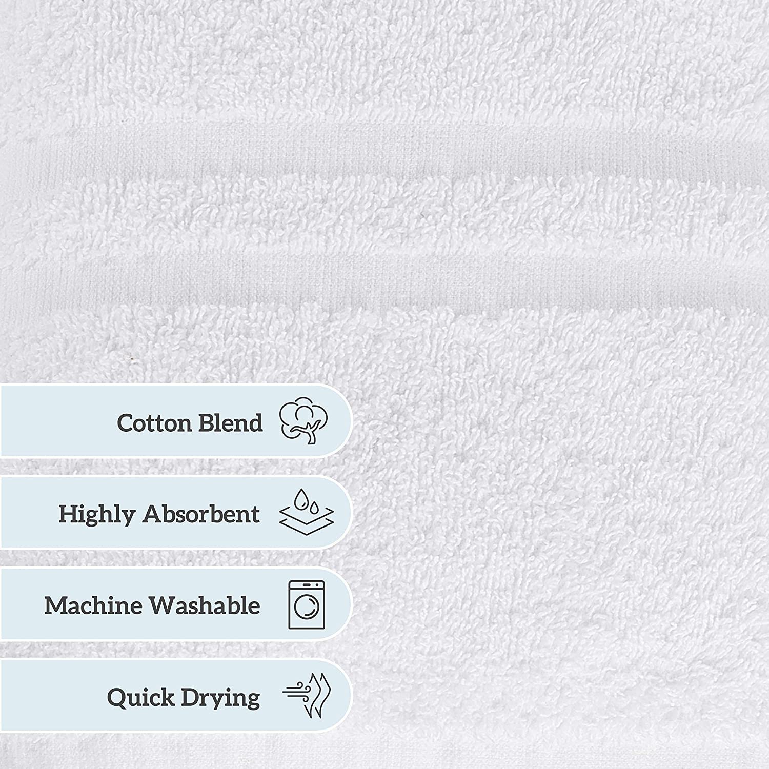 Green Lifestyle Luxury Bath Towel - White Large Bath Towels Pack For Spa, Gym, Bathroom, Hotel - 86% Cotton 14% Polyester -Super