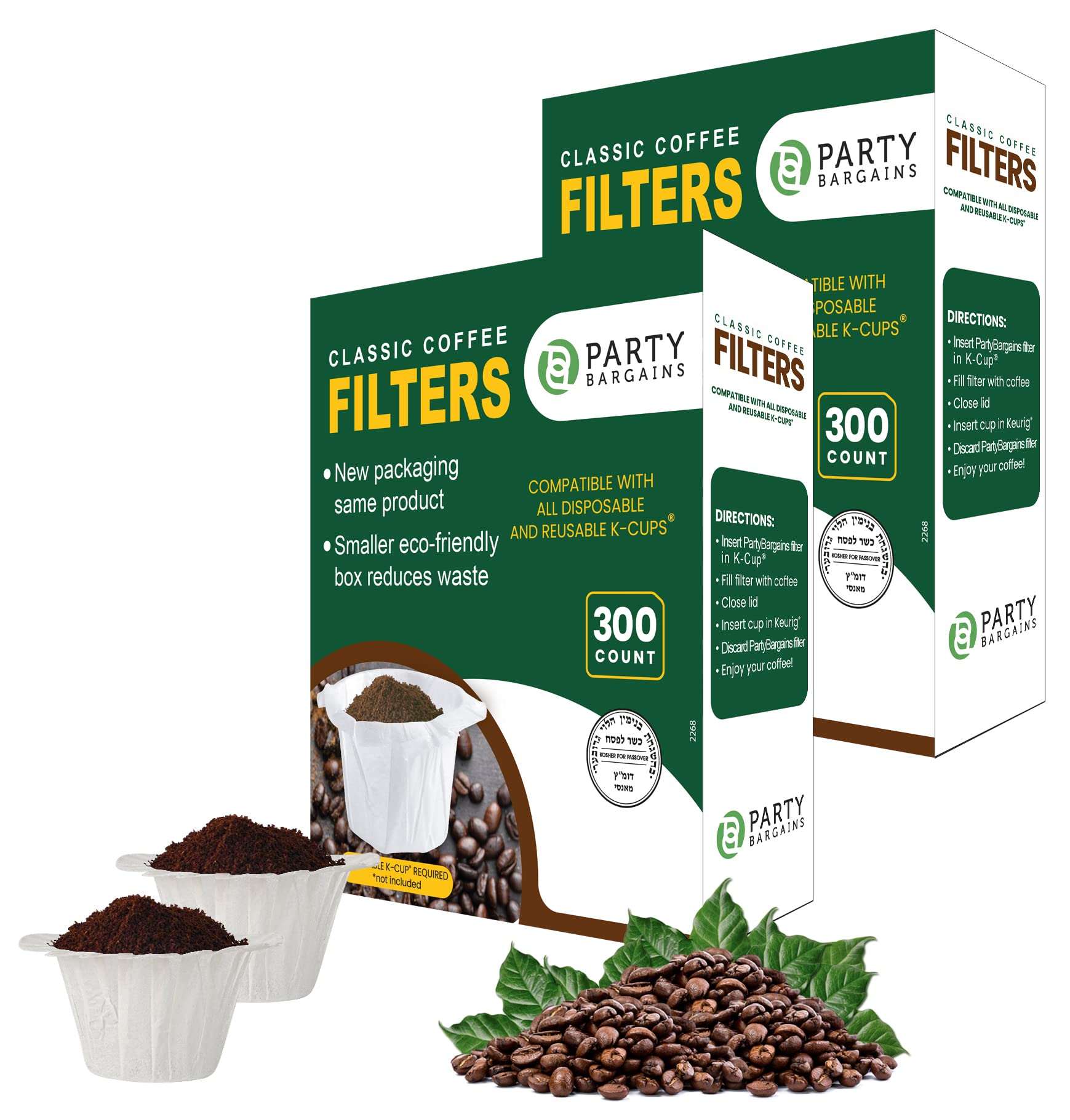 Party Bargains 600 Paper Coffee Filters - White Classic Design Single-Use Coffee Filter Compatible With Keurig 1.0 & 2.0, Perfec