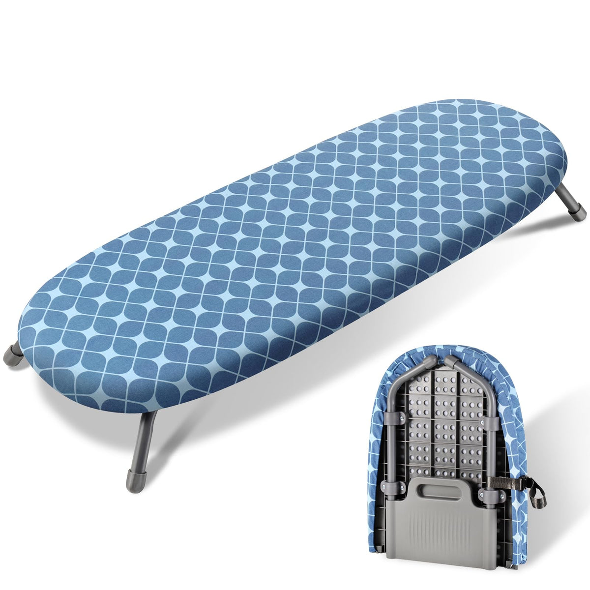 Sheechung Tabletop Ironing Board 12''X32'',Small Ironing Board With Removable Cotton Cover And Pad,Portable Folding Non-Slip Fee