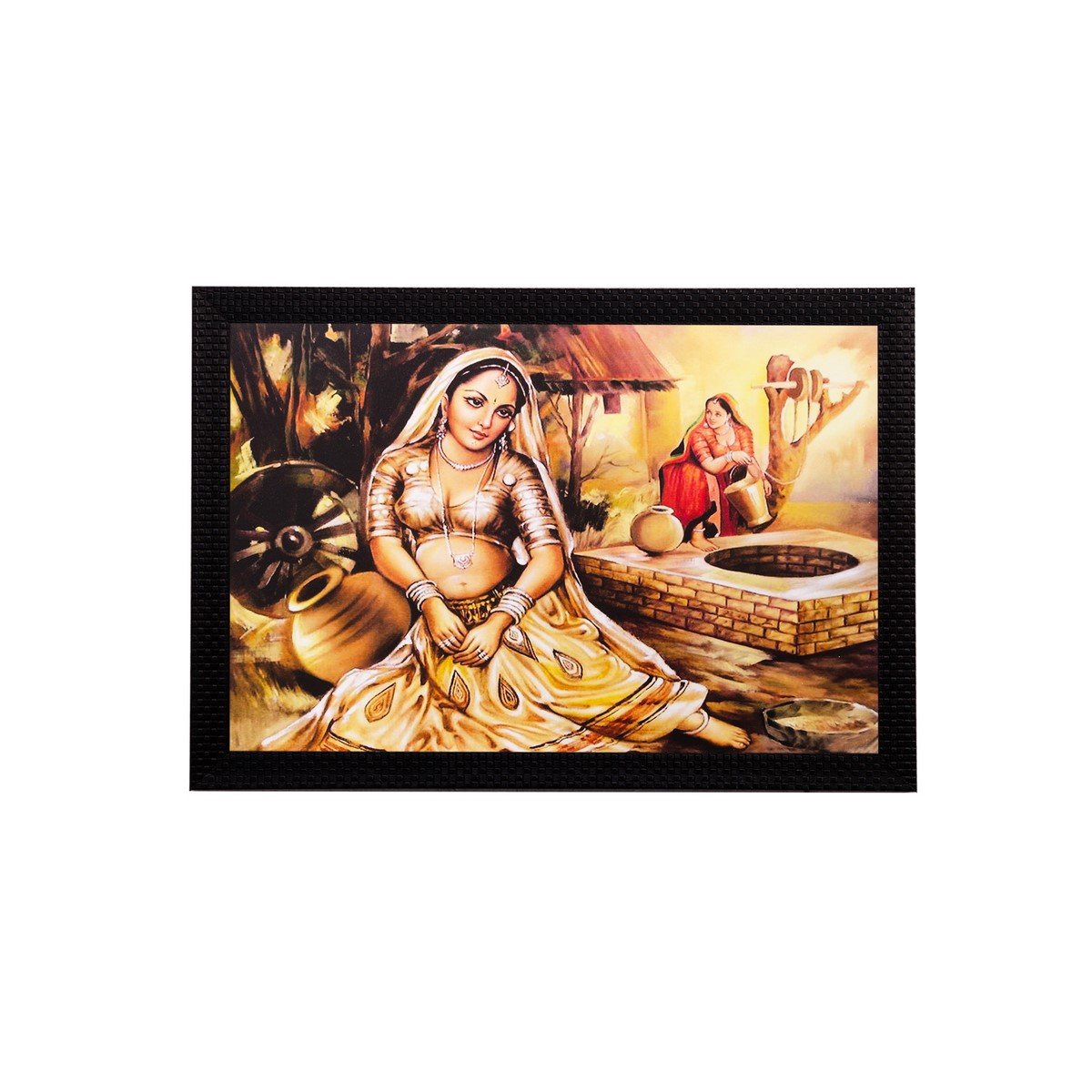 eCraftIndia Village Woman UV Art Painting (Synthetic Wood, 51 cm x 36 cm, Matt Textured)