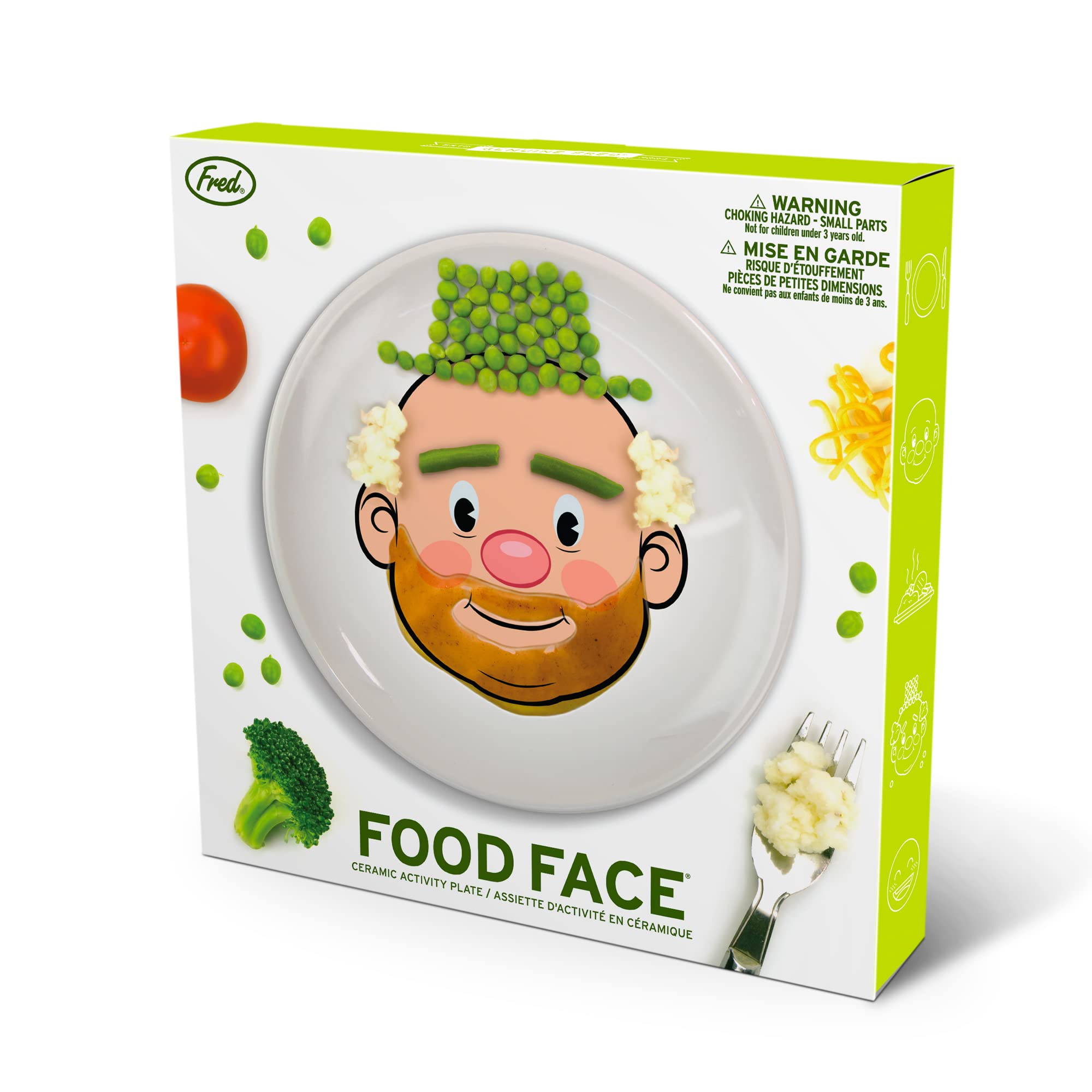 Genuine Fred MR. FOOD FACE Kids' Ceramic Dinner Plate - White/Ivory, Fun Design, Perfect for Children's Meals