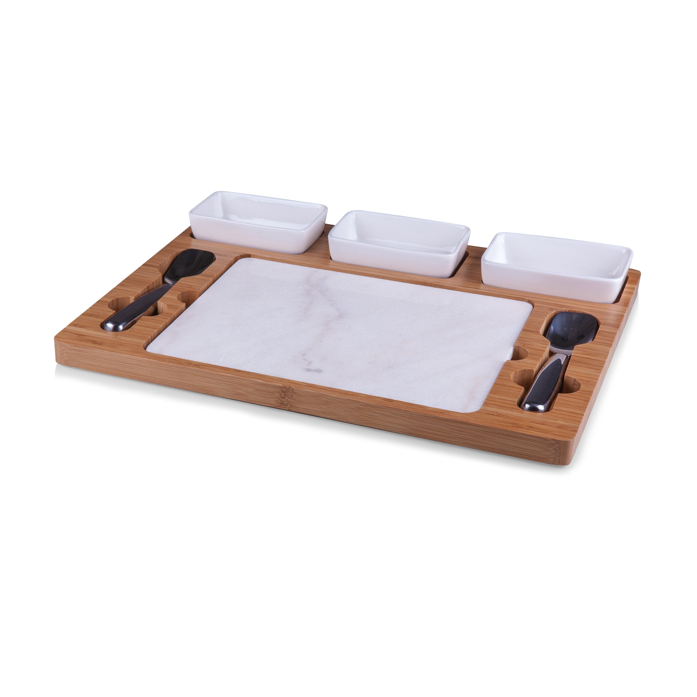 TOSCANA - a Picnic Time brand Parlor Ice Cream Mixing Set, Ice Cream Mixing Kit with Marble Ice Cream Slab and Mixing Spades, (B