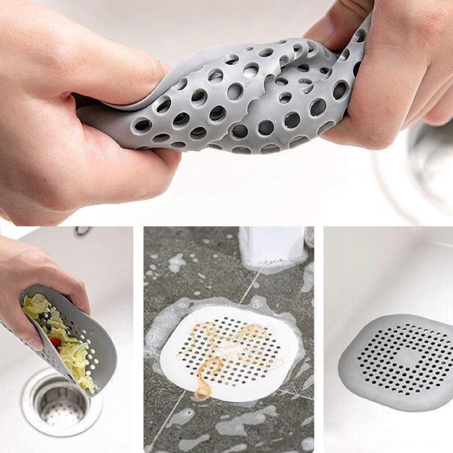 Shanhuyuhui Square Drain Cover Filter Shower Drain Hair Catcher With Suction Cups Silicone Drains Protector Sewer Filter For Bat