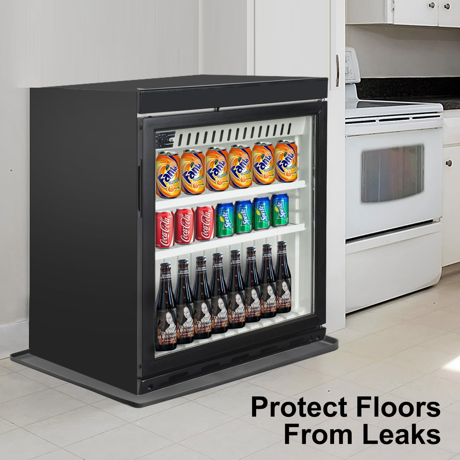 Vanpet 24'' X 24'' X 0.8'' Mini Fridge Silicone Mat With Raised Edge, Under Washing Machine Pad Under Mini Refrigerator Freezer