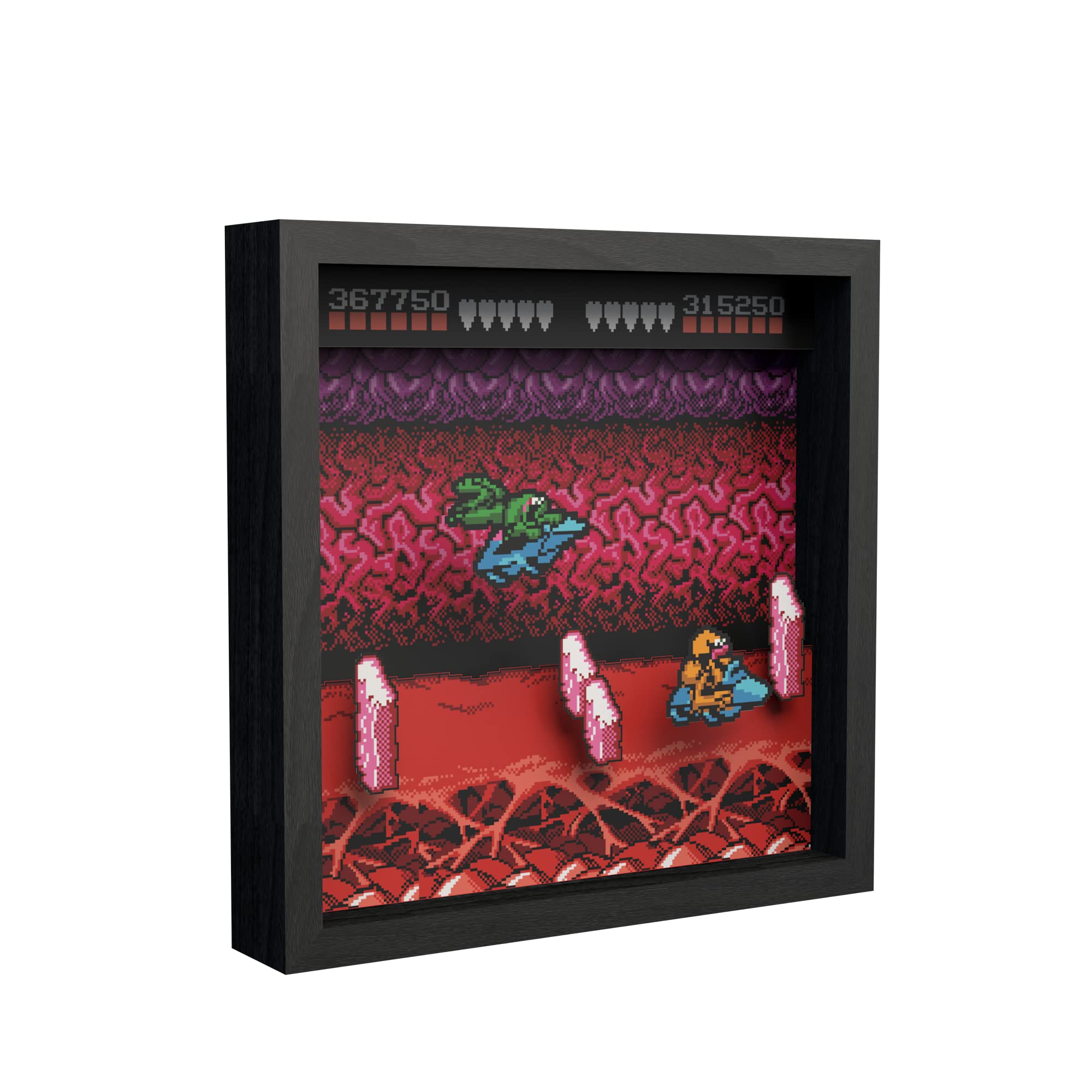 Level Up Labs Pixel Frames: Battletoads - Nes Turbo Tunnel - 3D Shadow Box - Framed Decor For Wall, Home, Shelf Display, Game Po