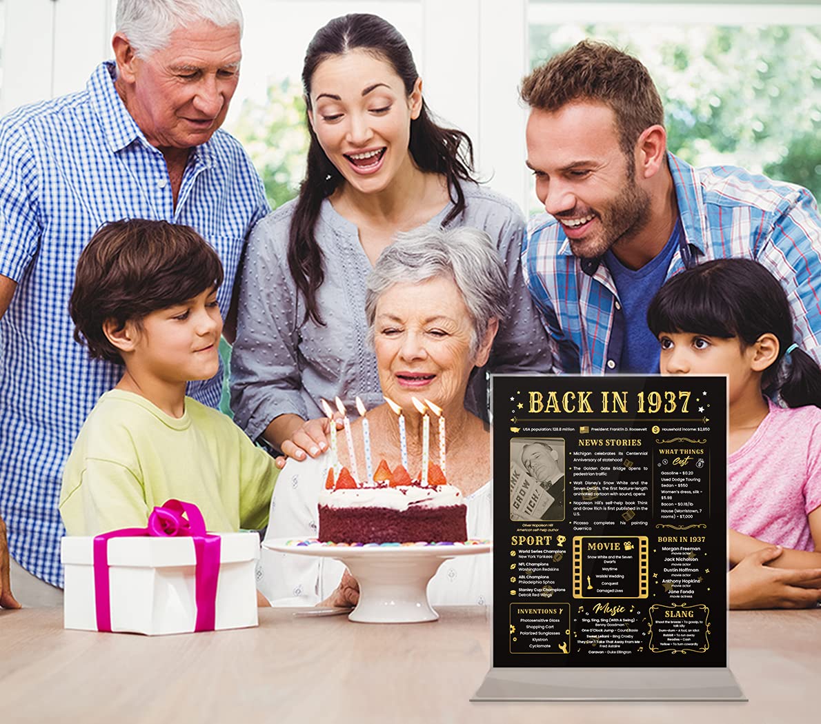 Back In 1937 Birthday Card - 87Th Birthday Gift For Women Or Men - 87Th Birthday Decoration For Grandmother Or Grandpa - Table C