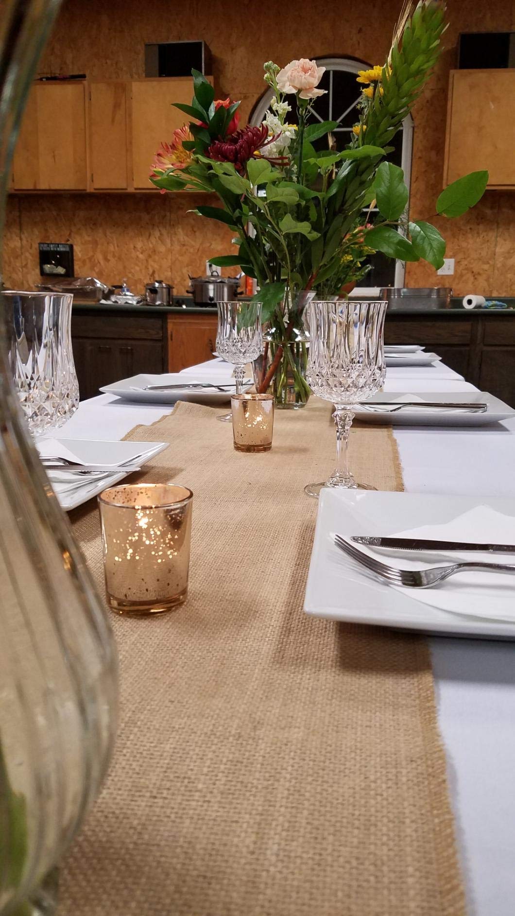 Homeafsn Burlap Table Runner, 100% Jute Vintage 14X108 Inches Table Runner For Wedding, Parties, Bbqs, Everyday, Holidays