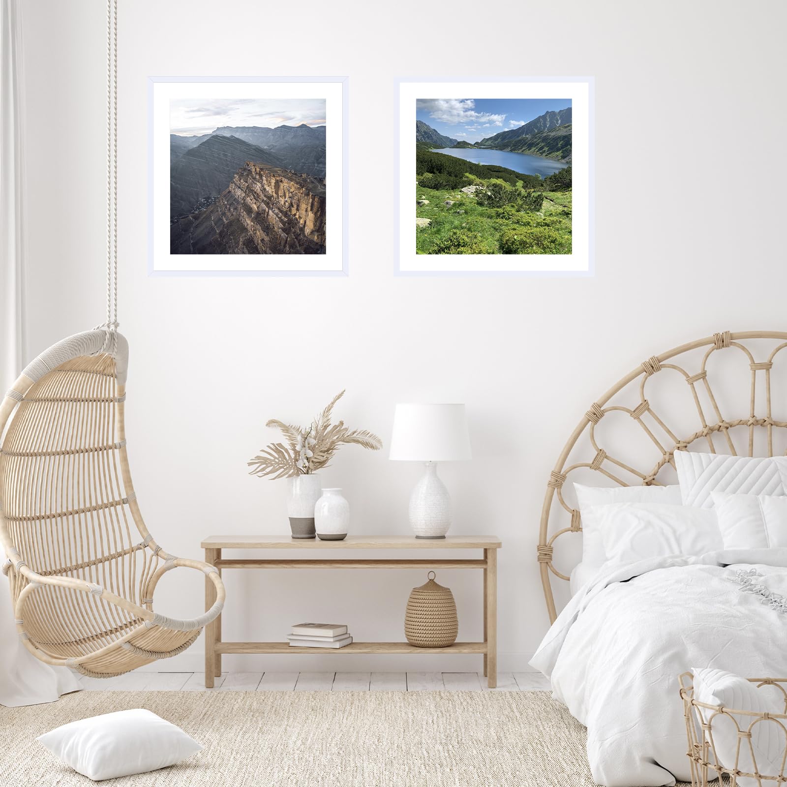 JCJMY 24x24 Picture Frame White with 20x20 Mat, Display Photo 20x20 with Mat or 24 x 24 Without Mat, Wall Hanging Large 24x24 Po
