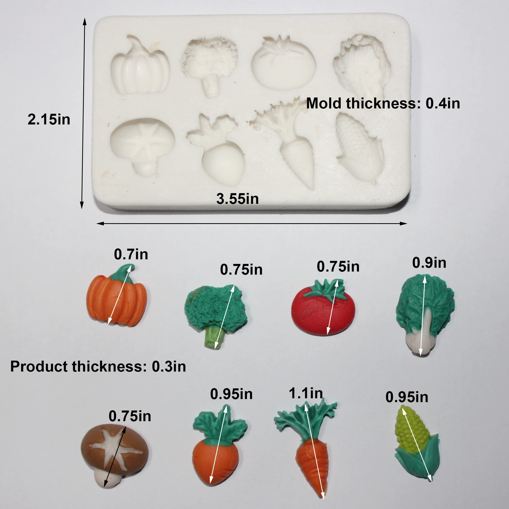 Lvdge Lovely Small Items Silicone Fondant Molds Set For Cake Topper, Gumpaste, Candy & Chocolate, Polymer Clay And More (Vegetab