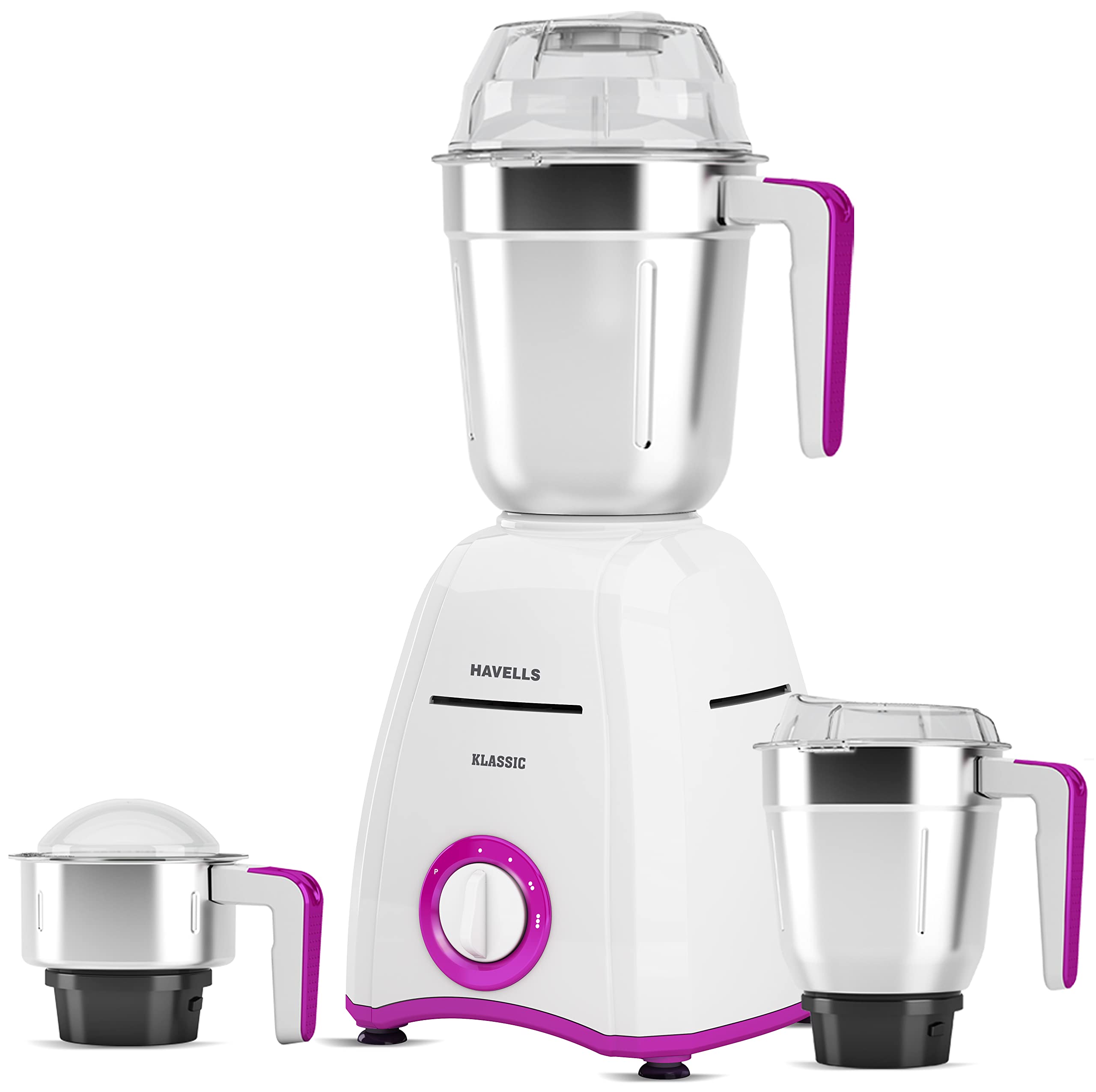 Havells Klassic 750 Watts 3 Jar Mixer Grinder With 304 Ss Blades, Large Size Ss Jars, Break Resistant Polycarbonate Transparent 