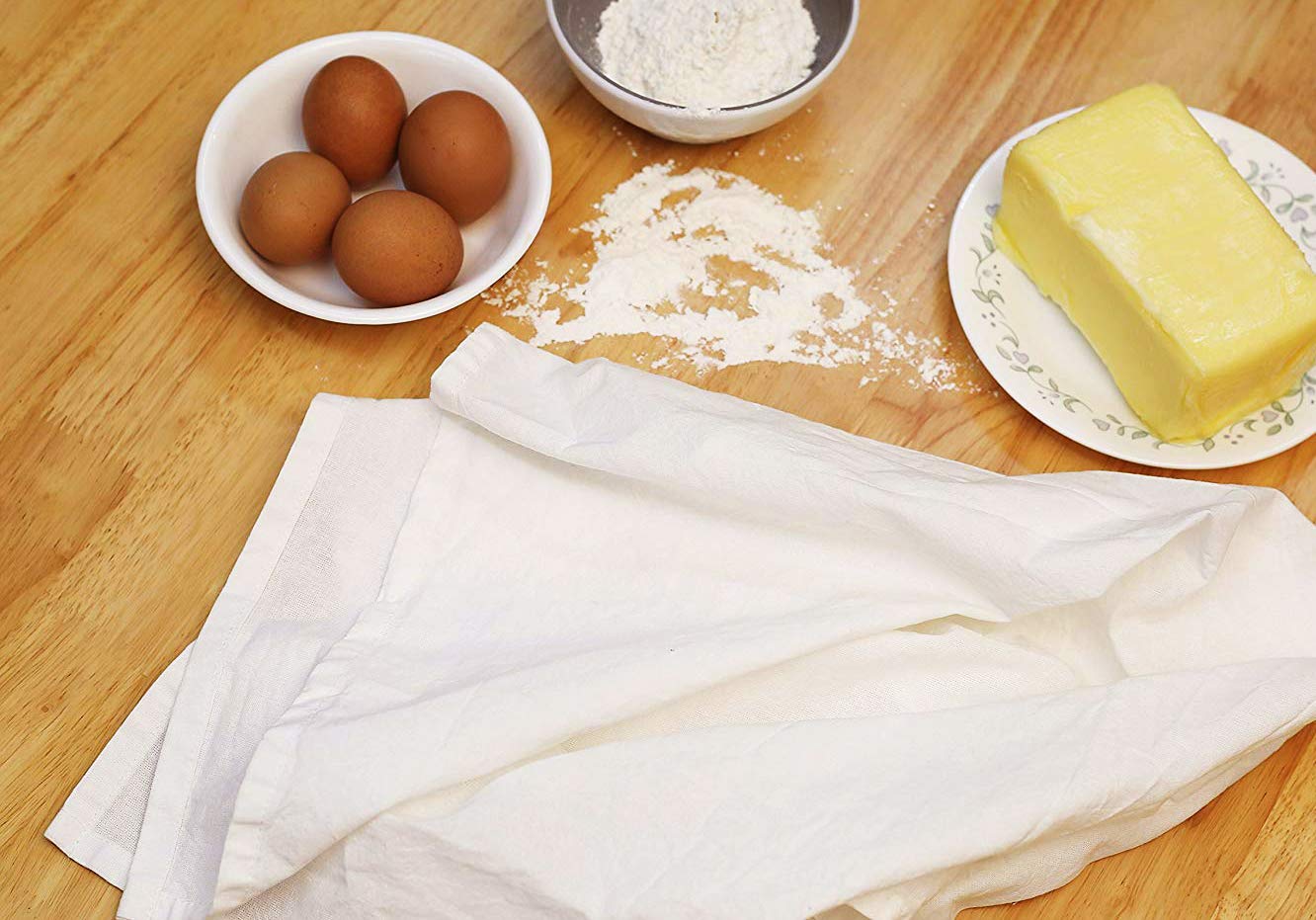 Amour Infini Organic Cotton Flour Sack Kitchen Towels Pack Of 6 - Tea Towel For Embroidery And Drying Glass, Dinnerware -Lint Fr