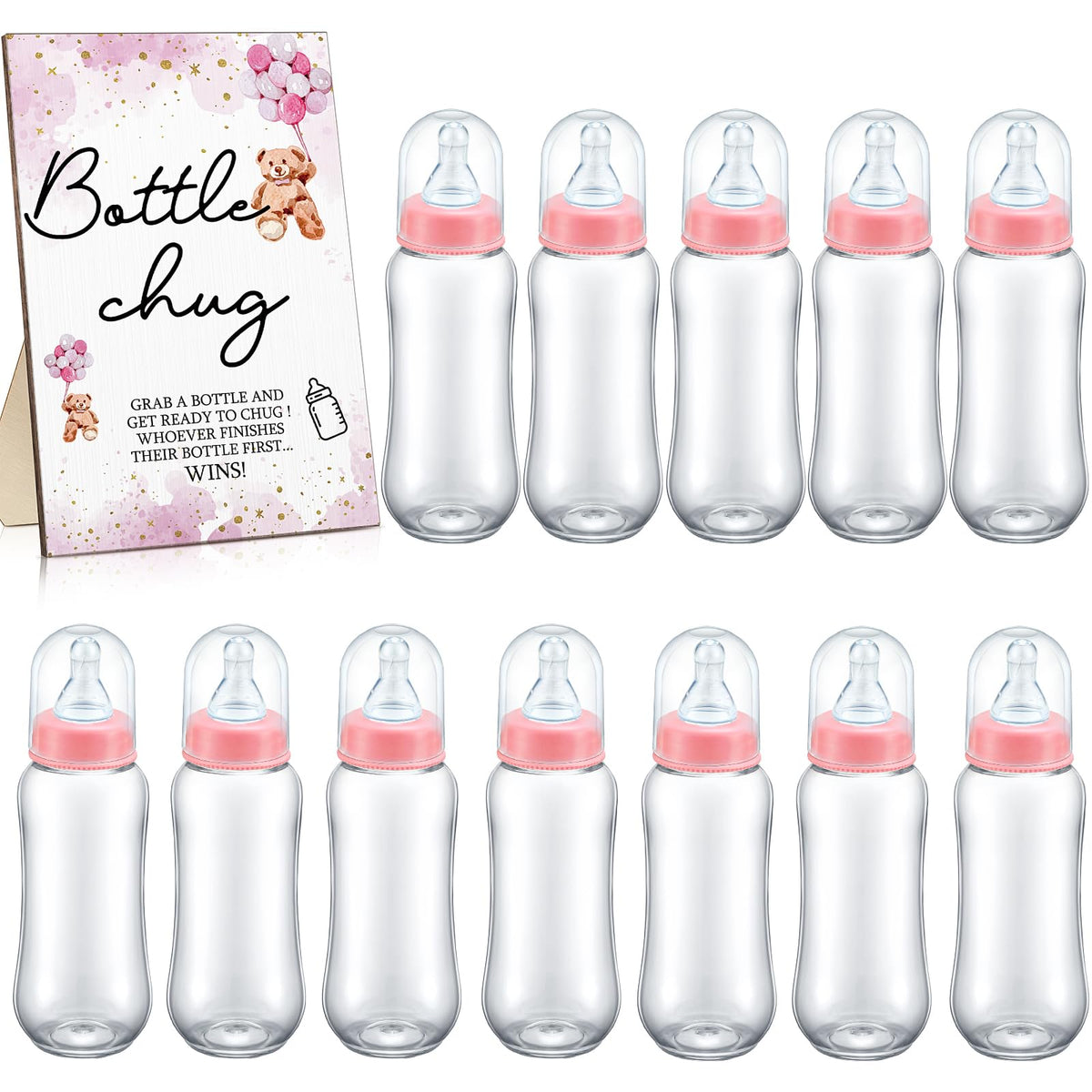 Roowest Baby Bottles For Baby Shower Games Bottle Chug 12 Pcs Plastic Baby Bottles Bulk And Bottle Chug Sign Baby Bottle Chuggin