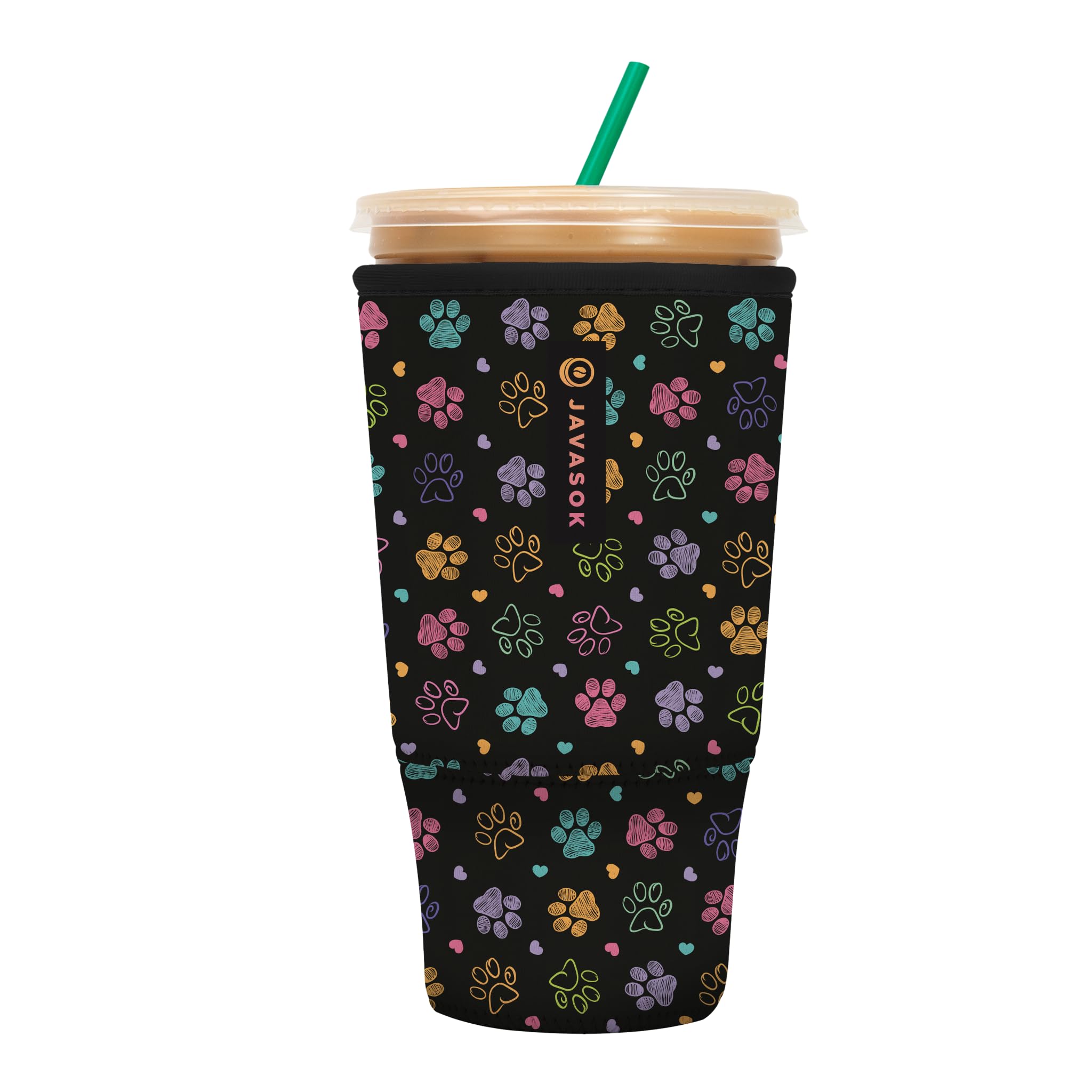 Sok It Java Sok Iced Coffee & Cold Soda Insulated Neoprene Cup Sleeve (Furry Footprints, XXLarge: 44-48oz)