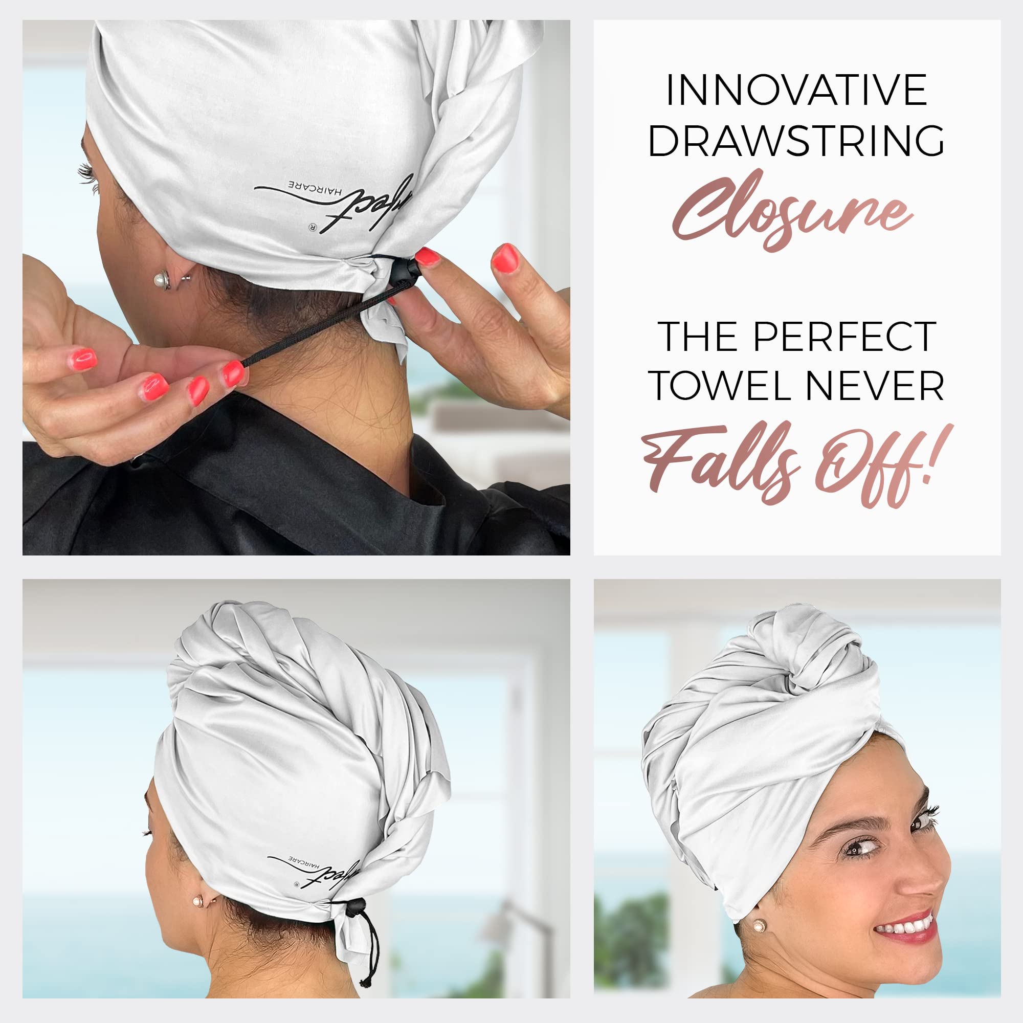 THE PERFECT HAIRCARE Microfiber Curly Hair Towel Wrap with Wet/Dry Brush - Fast Drying and Gentle Detangling for Women, Girls, K