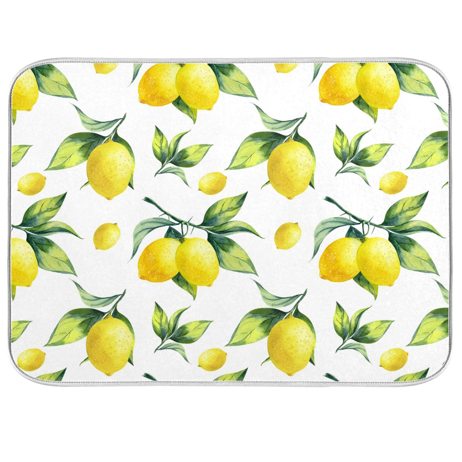 Tropical Lemon Leaves Dish Drying Mat 16X18 For Kitchen Lemon Yellow Lime Tree Dishes Pad Dish Drainer Rack Mats Absorbent Fast