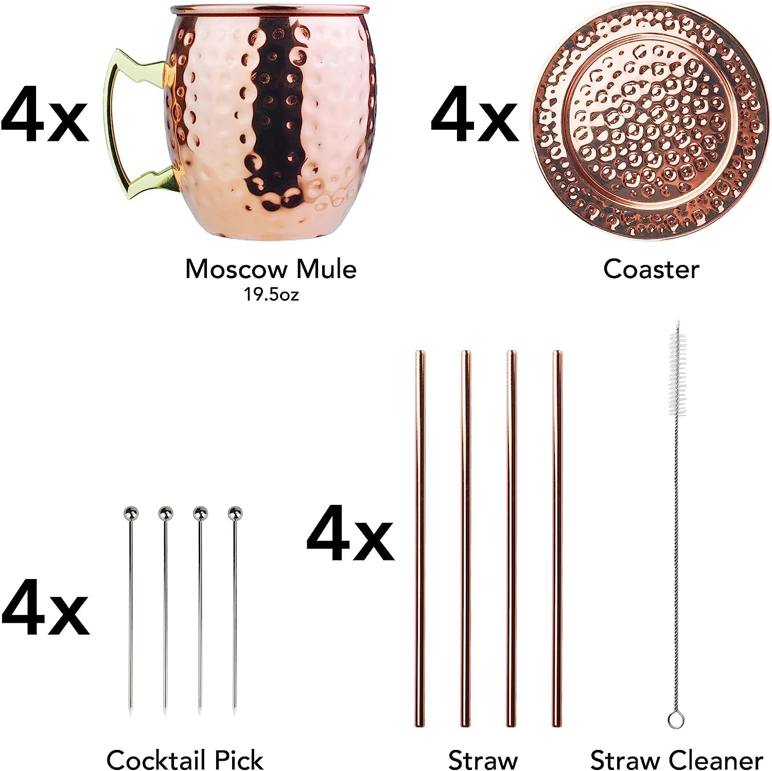 Arora Moscow Mule Barware Set - 23Pc - Copper Plated Stainless Steel - Professional Bar Tools For Drink Mixing, Home, Bar, Party