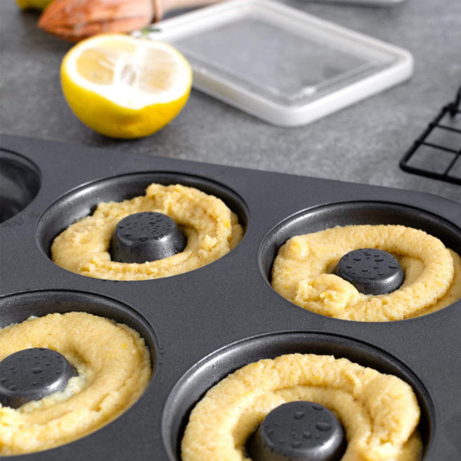 Wertioo Donut Pans 2 Pack, Non-Stick 6-Cavity Mini Baking Pans, High-Grade Carbon Steel Donut Mold - Bagels Doughnuts Biscuit Ca