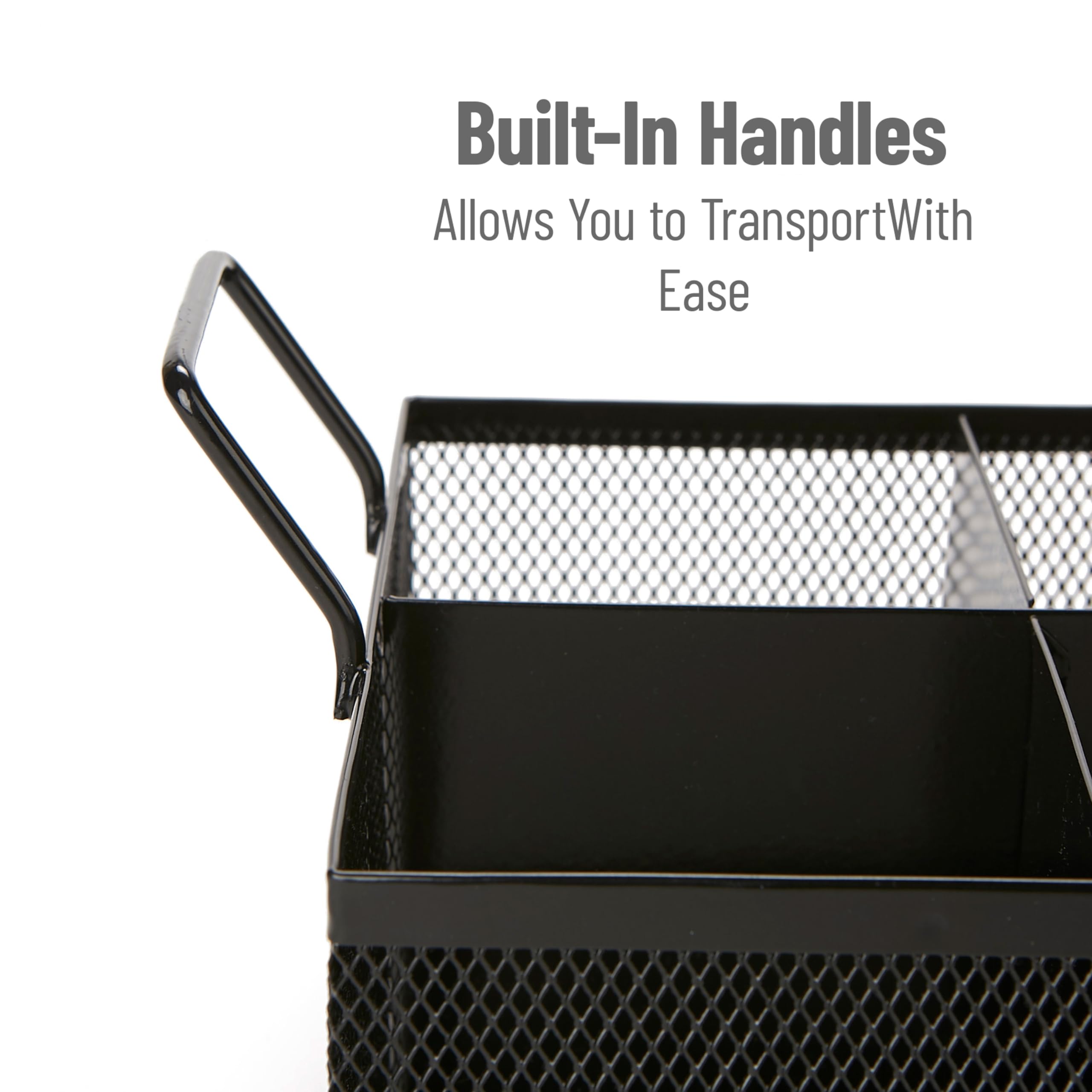 Mind Reader Utensil Accessory Caddy, Organizer, Countertop, Office, Kitchen, Metal Mesh, 8.5'' L X 8.5'' W X 6'' H, Black