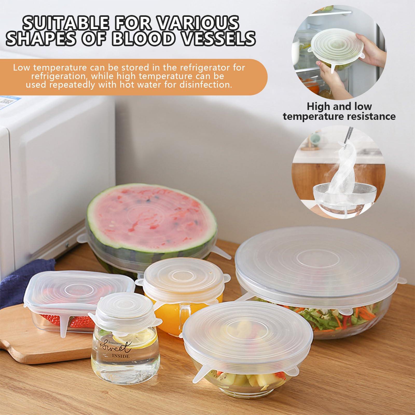 12 Pcs Rectangular Silicone Food Covers, 6 Sizes Reusable Leftover Stretch Lids, Airtight Food Storage Covers Safe In Dishwasher