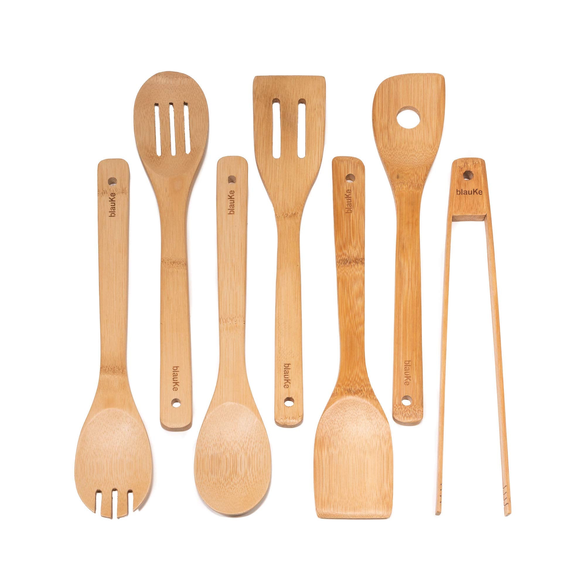 Wooden Spoons For Cooking 7-Pack - Bamboo Kitchen Utensils Set For Nonstick Cookware - Wooden Cooking Utensils Set, Wood Spatula