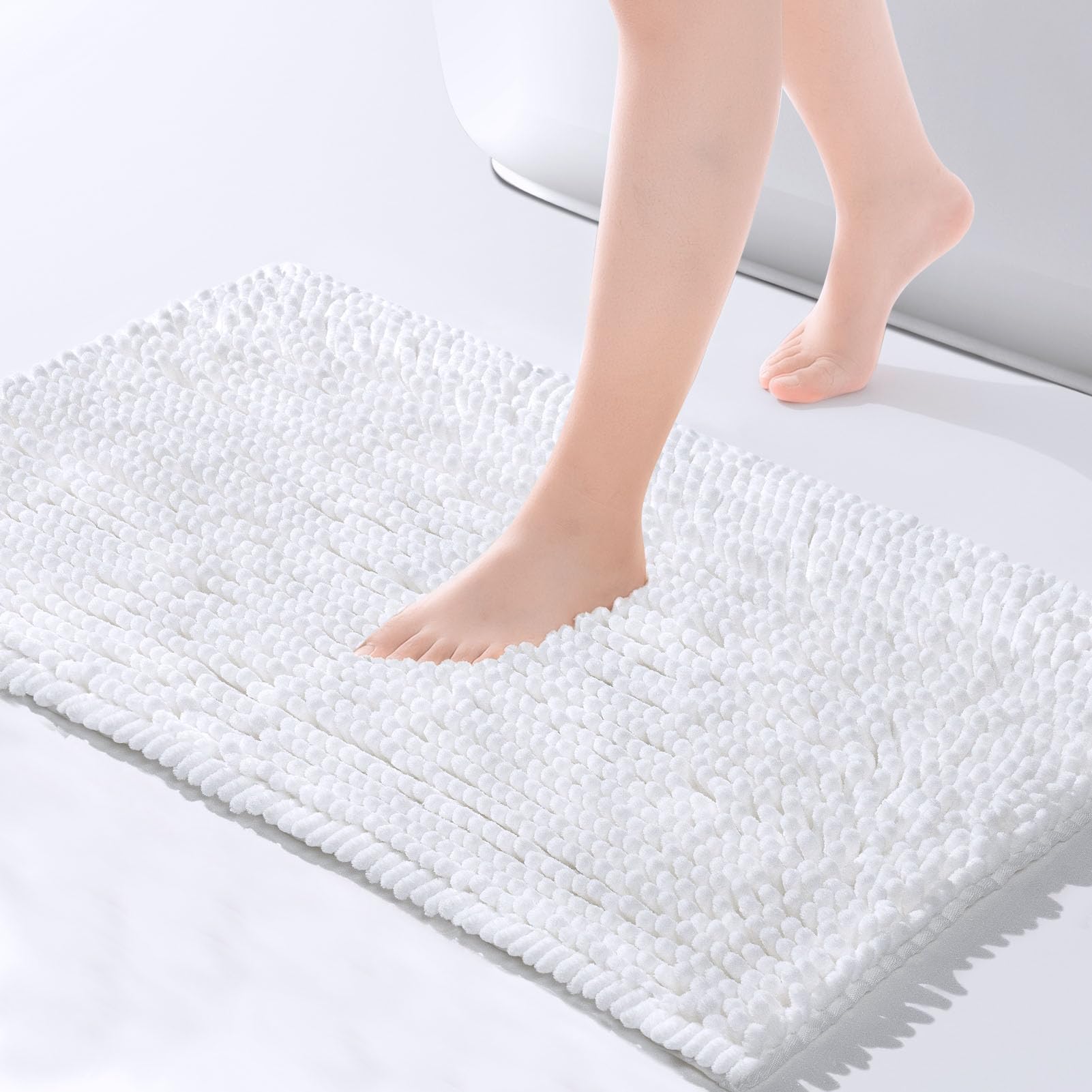 Freshmint Chenille Bathroom Rugs Mat 32   X20   , Non-Slip Bath Mat For Bathroom Floor & Bathtub, Washable Soft Shower Shag Bath