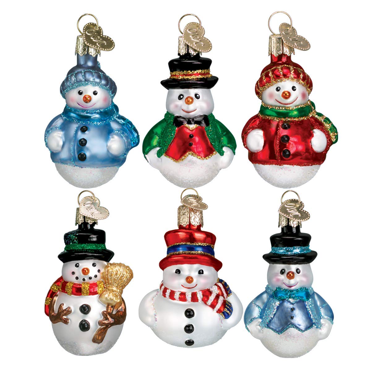 Old World Christmas Mini Ornamen Sets Glass Blown Ornaments for Christmas Tree Snowman