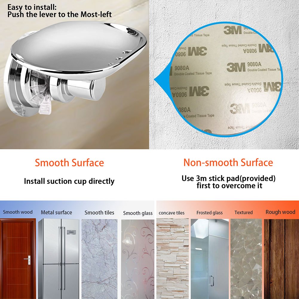 BOPai Elegant Suction Soap Dish for Shower  Powerful Vacuum Suction Cup Soap Holder  Bathroom Kitchen?