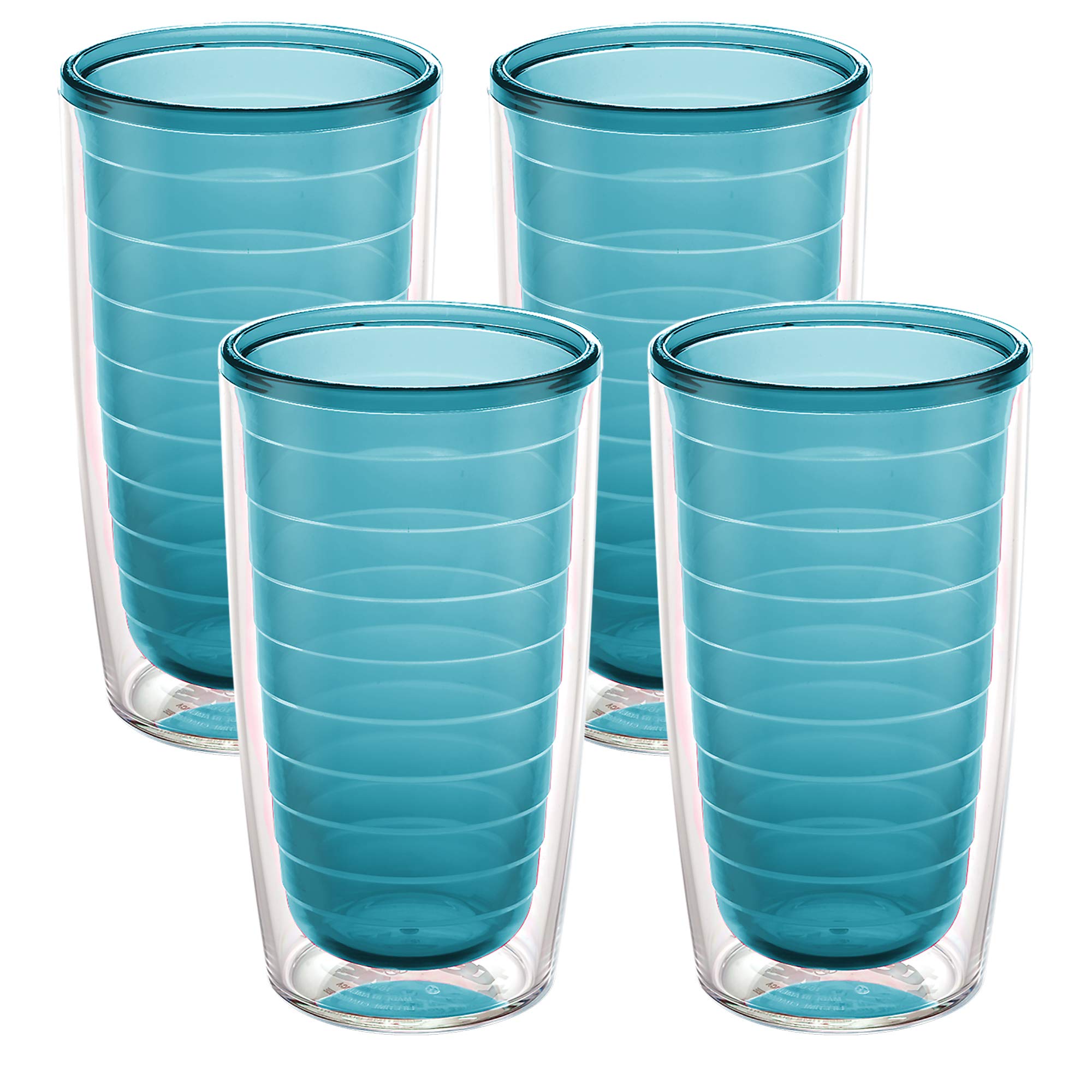 Tervis Clear & Colorful Tabletop Made in USA Double Walled Insulated Tumbler Travel Cup Keeps Drinks Cold & Hot, 16oz  4pk, Blu
