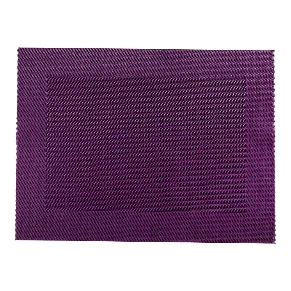 Restaurantware Geneva 16 Inch X 12 Inch Vinyl Table Mats 6 Heat Resistant Dinner Placemats - Stain Resistant Washable Violet Vin