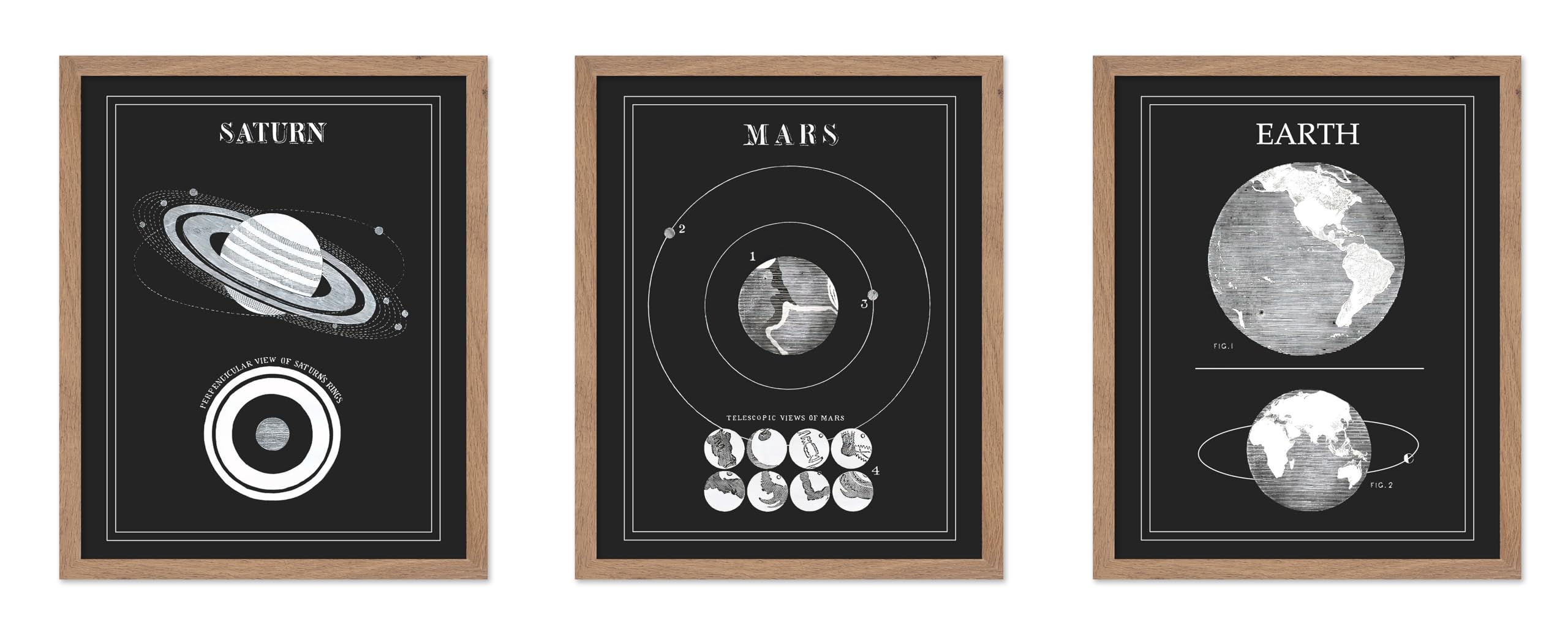Poster Master 3-Piece Space Wall Art Set - Lunar Home Decor, Astrological Room Decoration Poster, Black & White Lunar Design, Gi