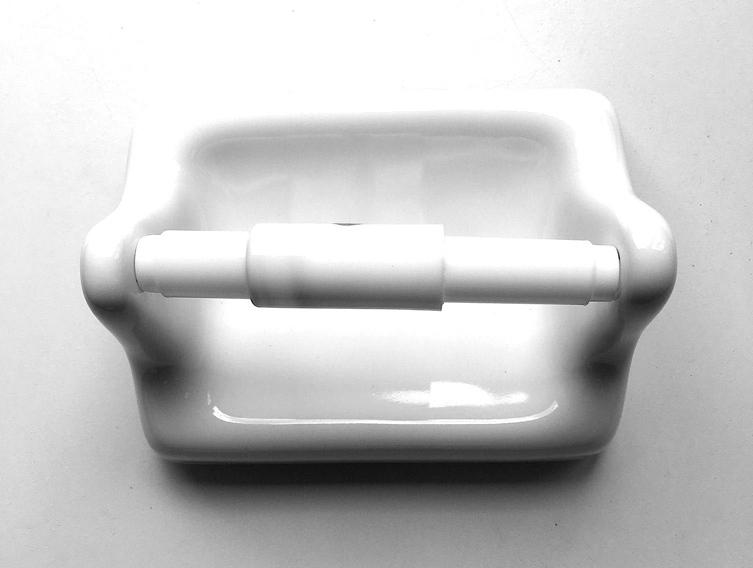 Toilet Paper Tissue Holder Ba777 White Glazed Ceramic With Roller Bath Accessory