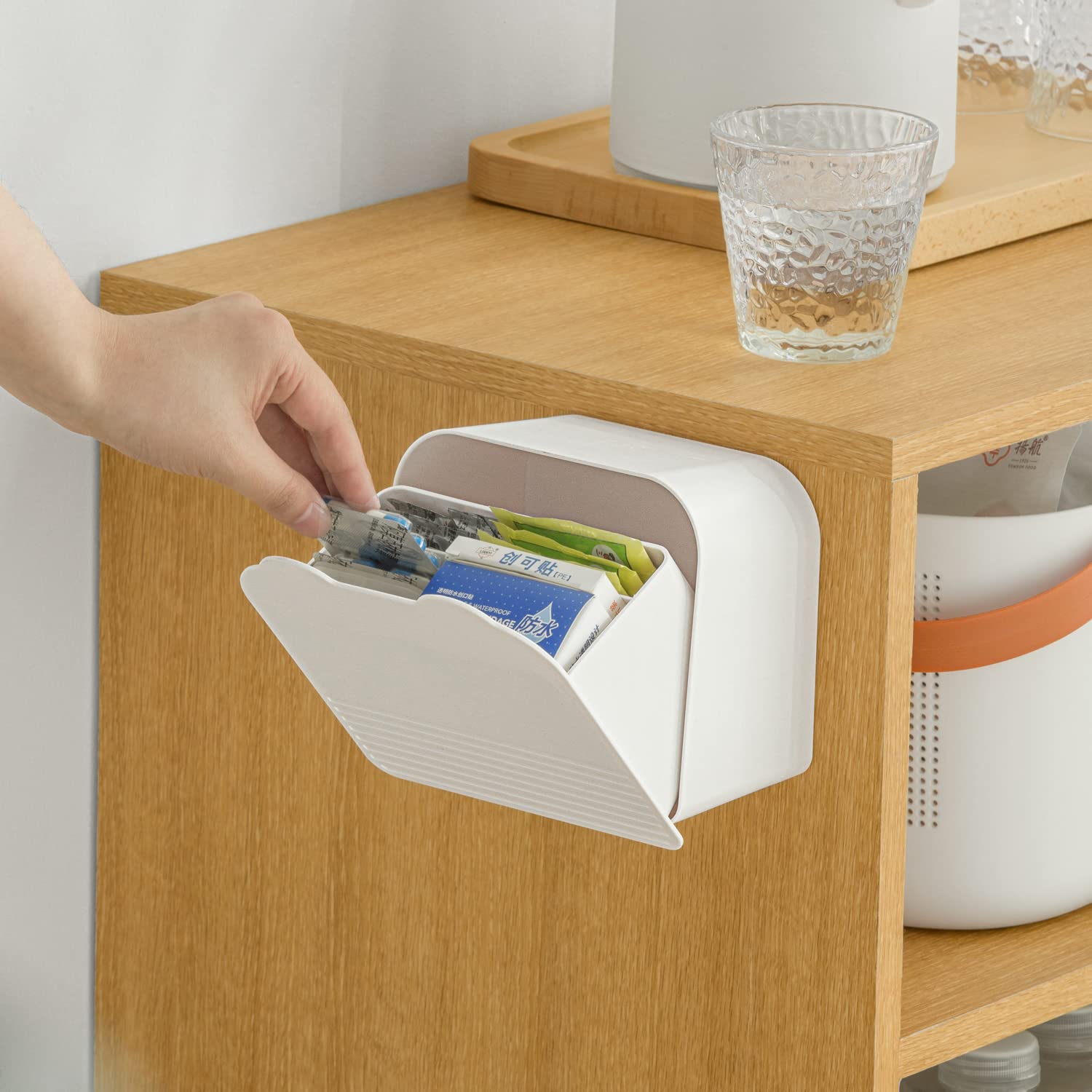 Mornite Bathroom Canisters Organizer Storage Box Container Feminine Day Overnight Pad Holder Cotton Qtip Makeup Sponges Holder ,