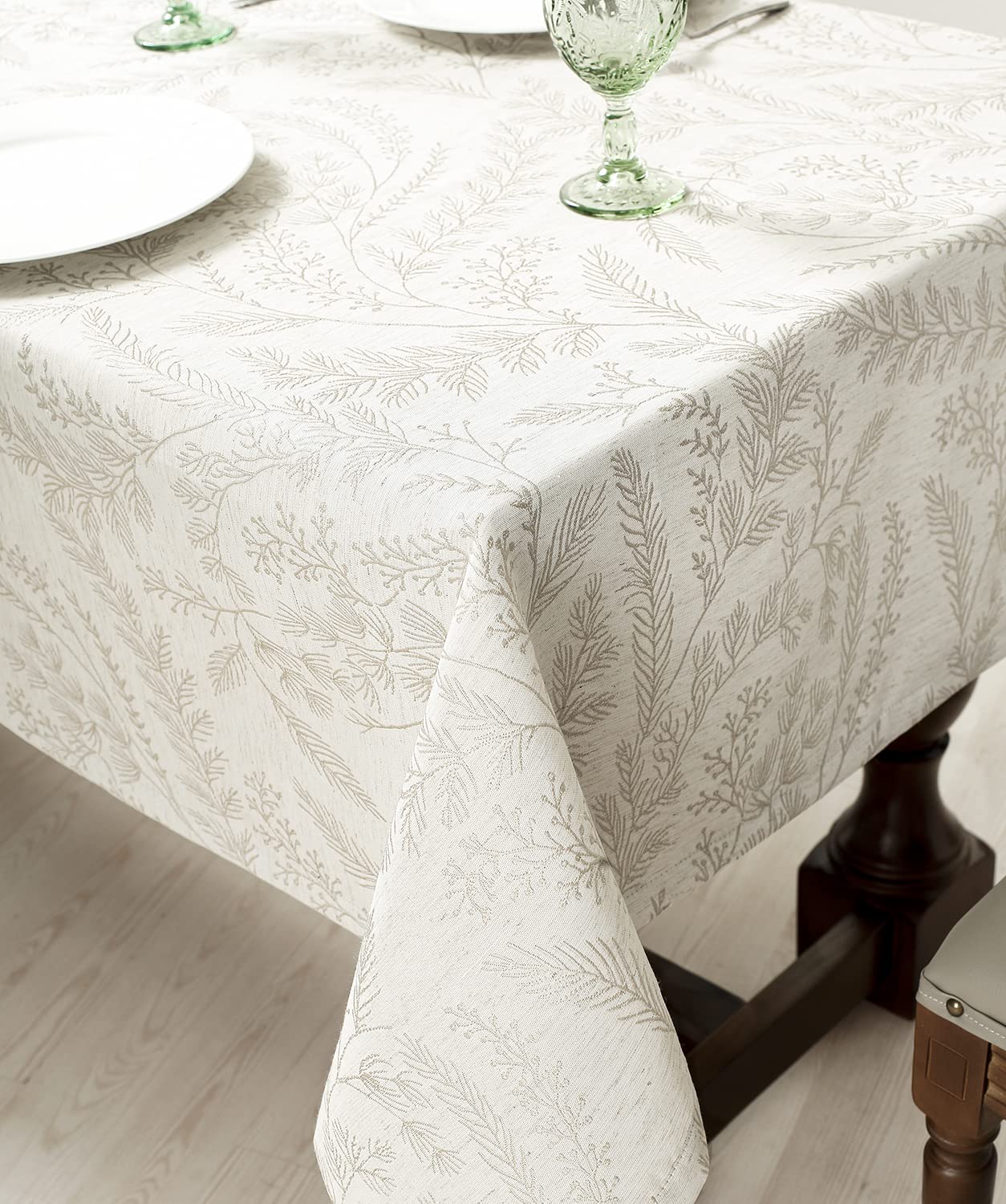 Chassic Elegant Damask Tablecloth For 8 Foot Large Rectangle Tables, Wrinkle And Stain Resistant Washable Floral Table Cloth, Vi