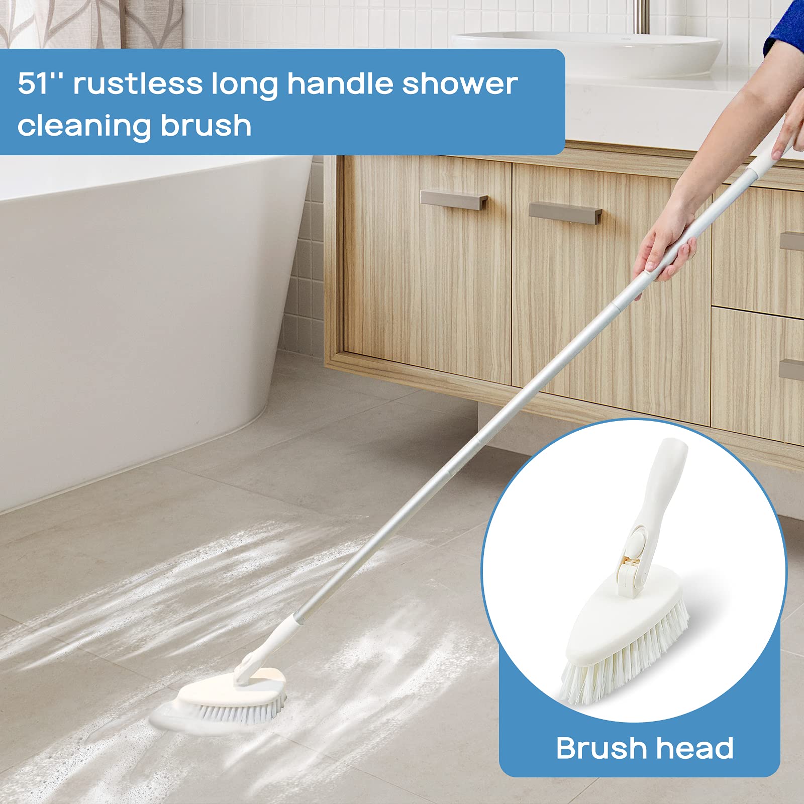 Qaestfy Bathtub Brush Refill Replacement Shower Tub And Tile Cleaning Lock In Place Scrub Brushes Head For Bathroom Wall Floor S
