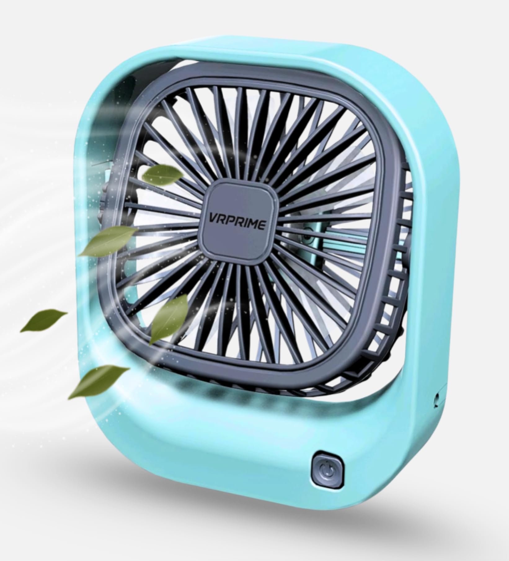 Vr Prime Rechargeable Desk Fan | Mini Portable Small Kitchen Table Fan 3 High Speed Mode | 90 Rotate Personal Cooling Fan For Ki
