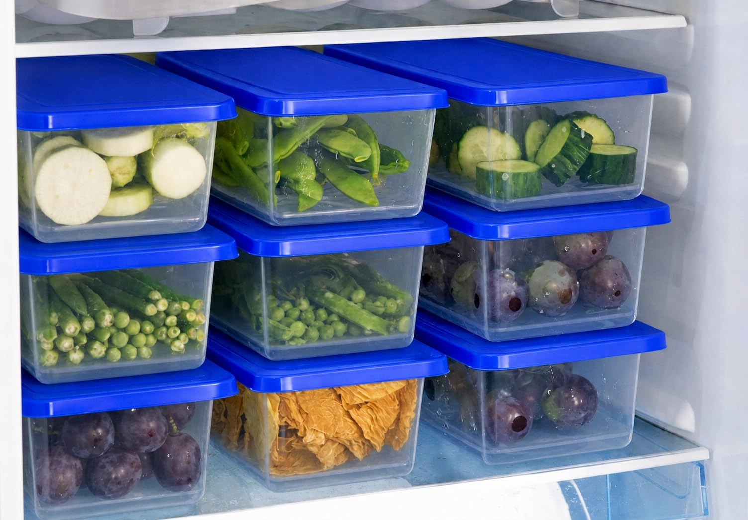 Bimex Fridge Storage Containers Set Of 6 (1500 Ml Each) With Lid, Stackable Fridge Storage Boxes For Fruits & Vegetables, Bpa Fr