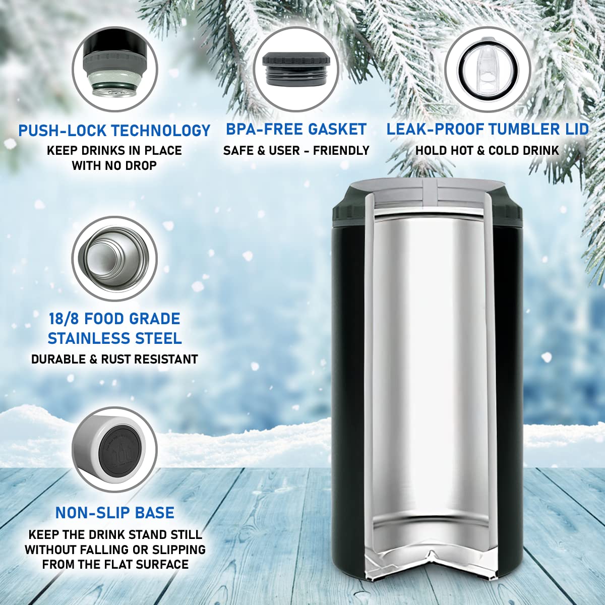 Winorax American Flag Can Cooler Tumbler 4-In-1 Eagles America Usa Flag Stainless Steel Insulated Coffee Travel Mug 16Oz Cup Wit