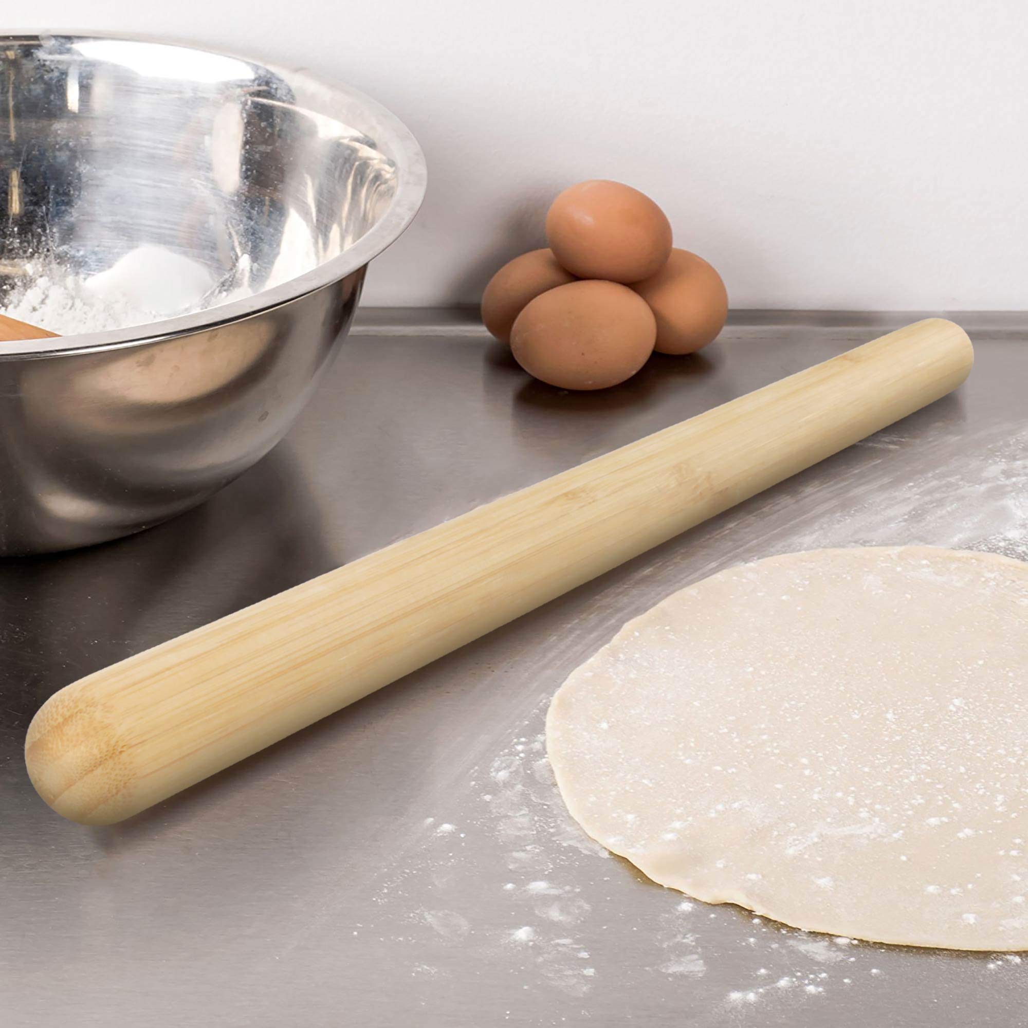 Bamboo French Style Rolling Pin Assortment - 1 Thick/1 Thin W/Rounded Ends - 1 Each