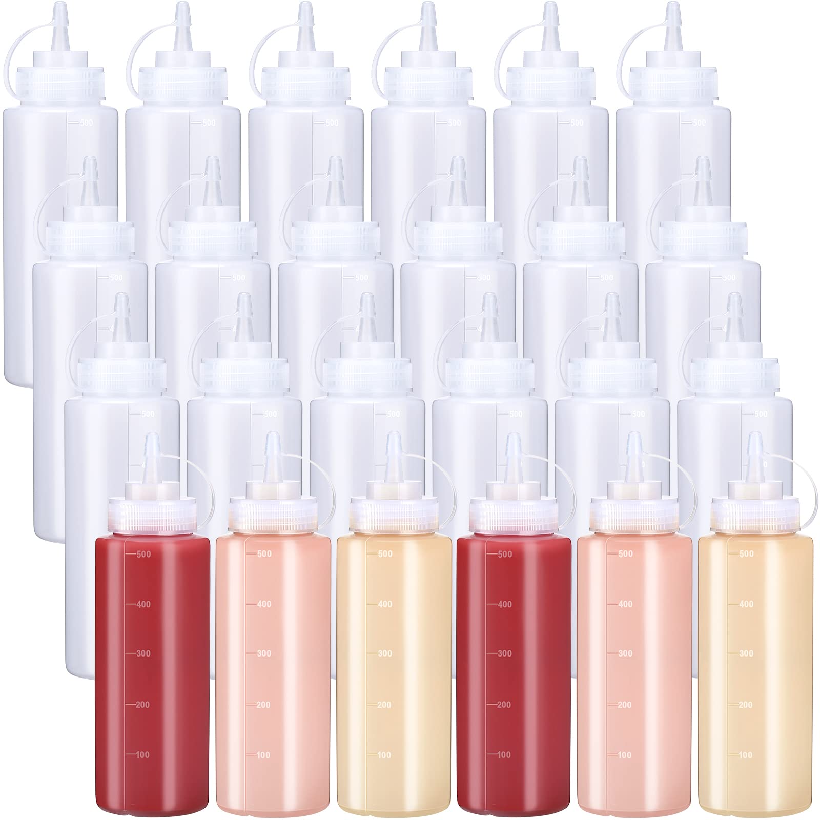 24 Pcs 16 Oz Plastic Condiment Squeeze Bottles Squeeze Leak Proof Multipurpose Squirt Bottles With Twist Top Cap For Sauces Ketc