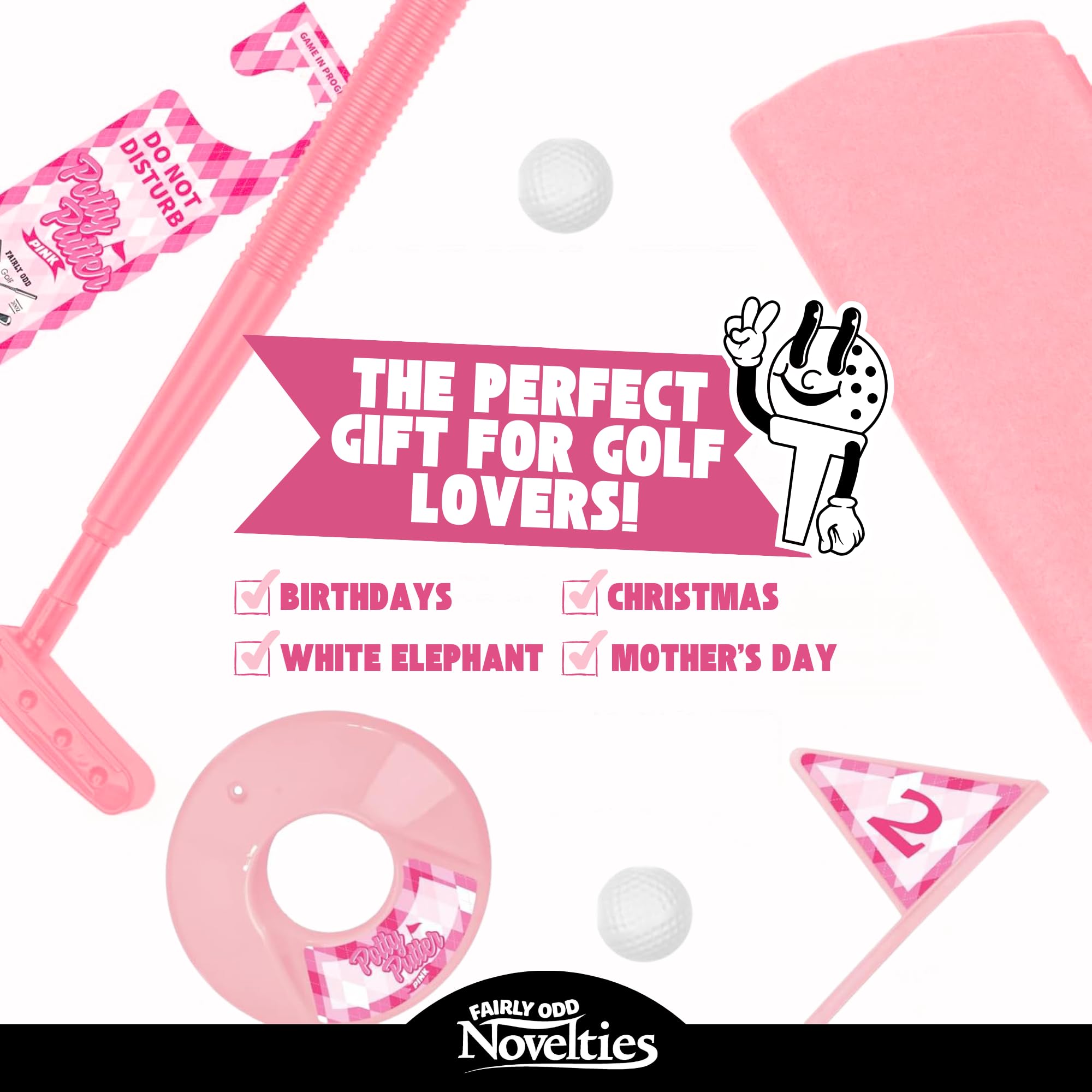 Fairly Odd Novelties Potty Putter for Women - Toilet Golf Game with Funny Golf Stuff f