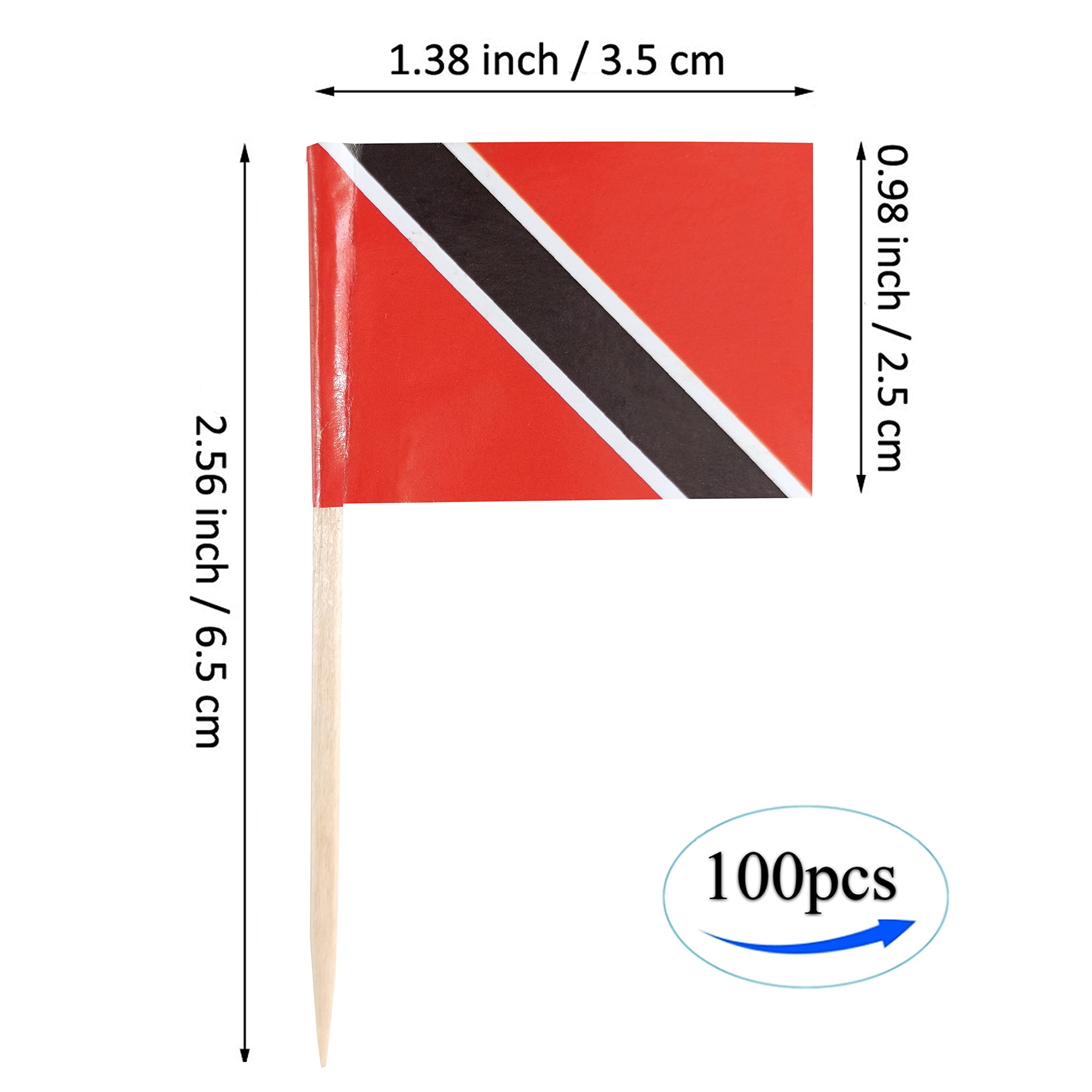 Jbcd Trinidad And Tobago Toothpick Flag Mini Small Cupcake Topper Flags, 100 Pcs