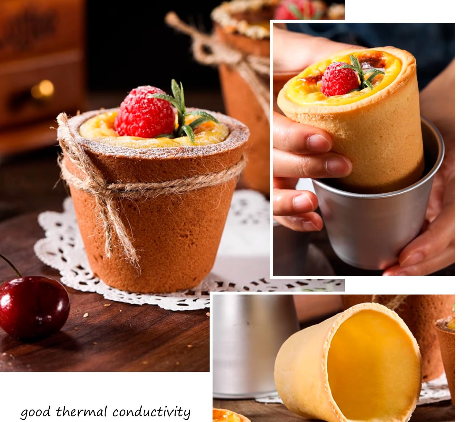 Vkinman 12 Pcs Pudding Molds Flan Molds For Baking Aluminum Baking Cups Muffin Tin Cupcake Mould Nonstick Souffle Darioles Mould