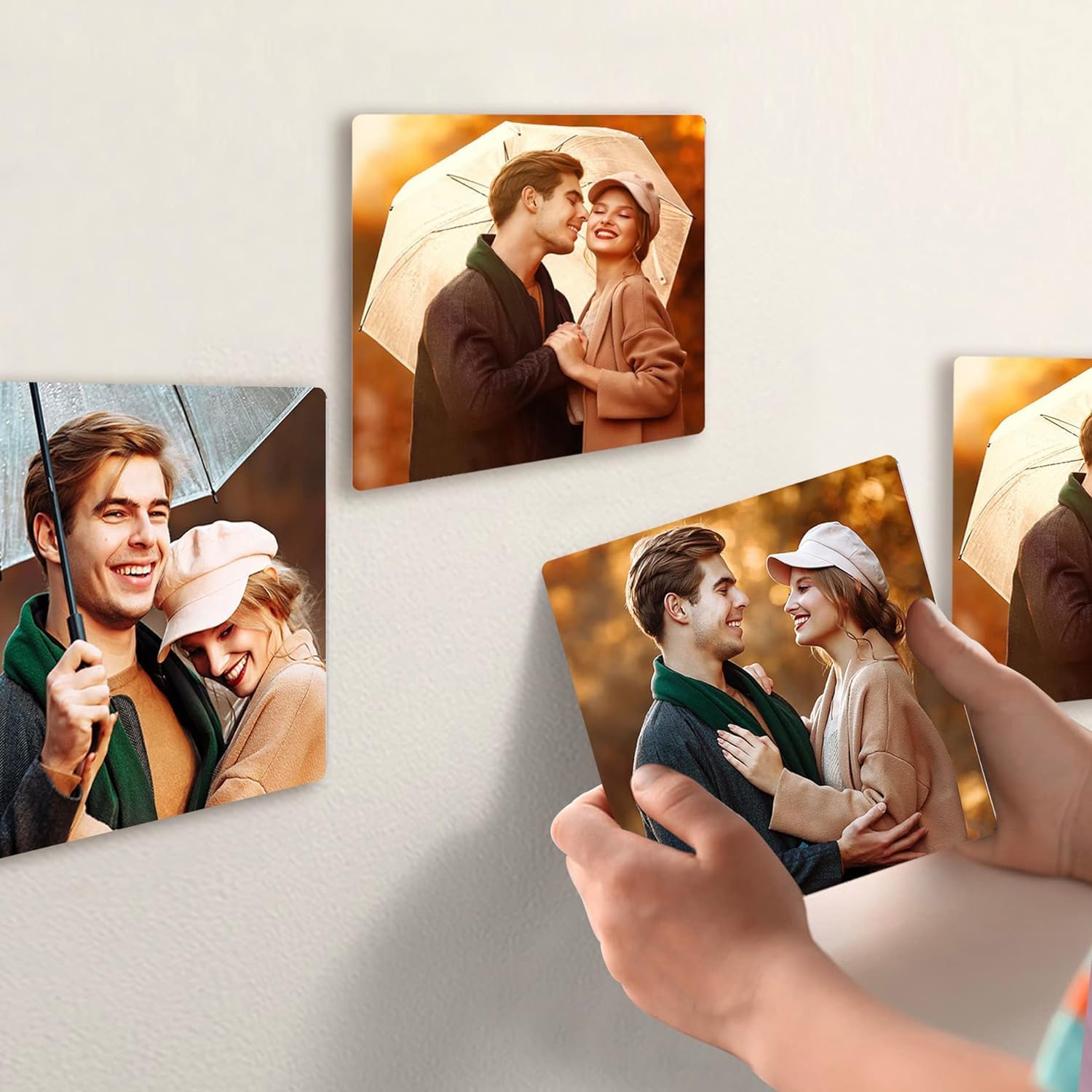 Custom Photo Tiles, Personalized Mix Metal Tiles Picture Frames Stick On Wall, Picture Frames Collage Wall Decor Square Picture