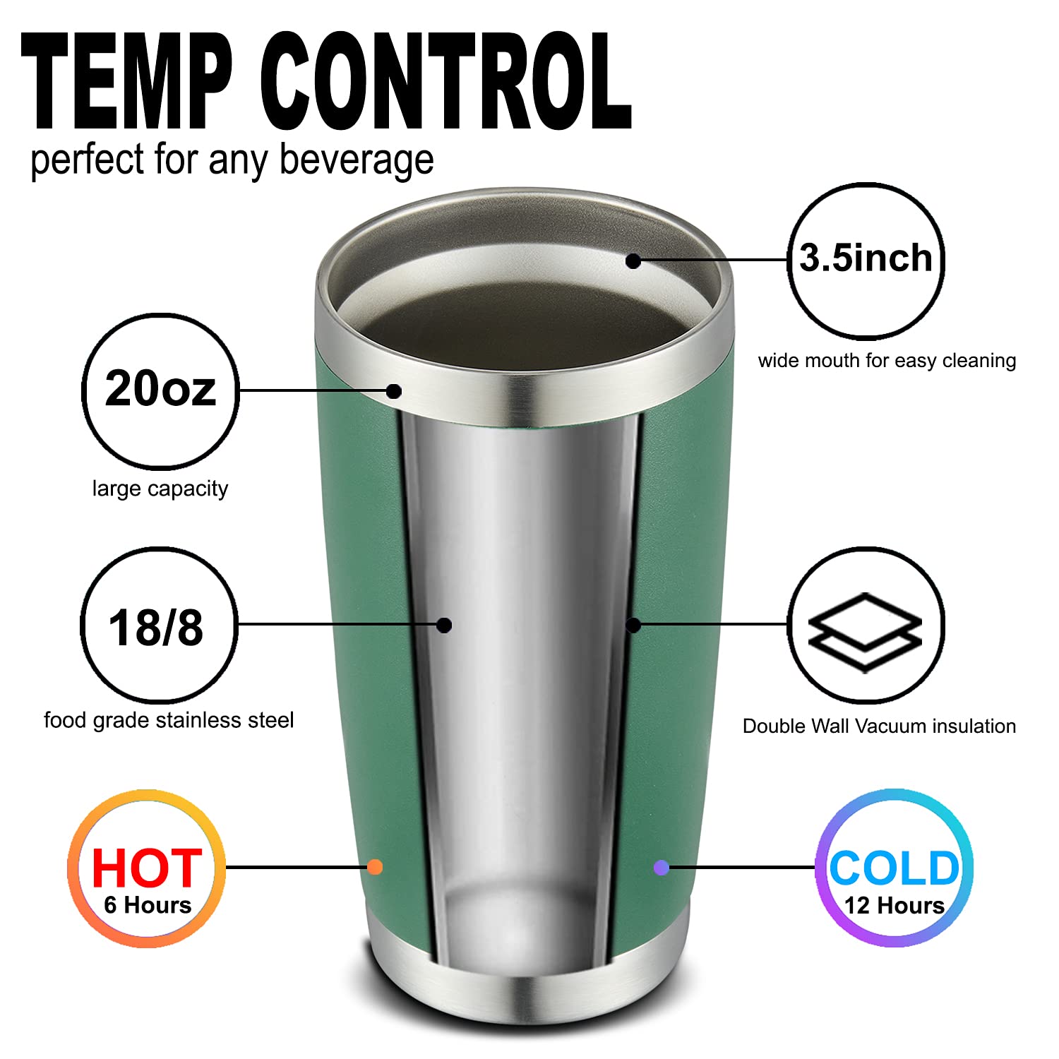 Comooo 20Oz Double Wall Vacuum Insulated Travel Mug, Stainless Steel Tumbler With Lid And Straw Durable Powder Coated Insulated