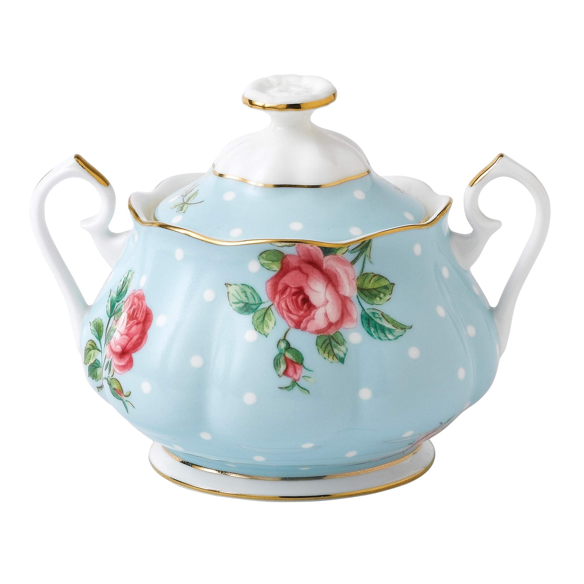 Royal Albert Polka 3-Piece (Teapot, Sugar & Creamer) Tea Set, Blue Multi