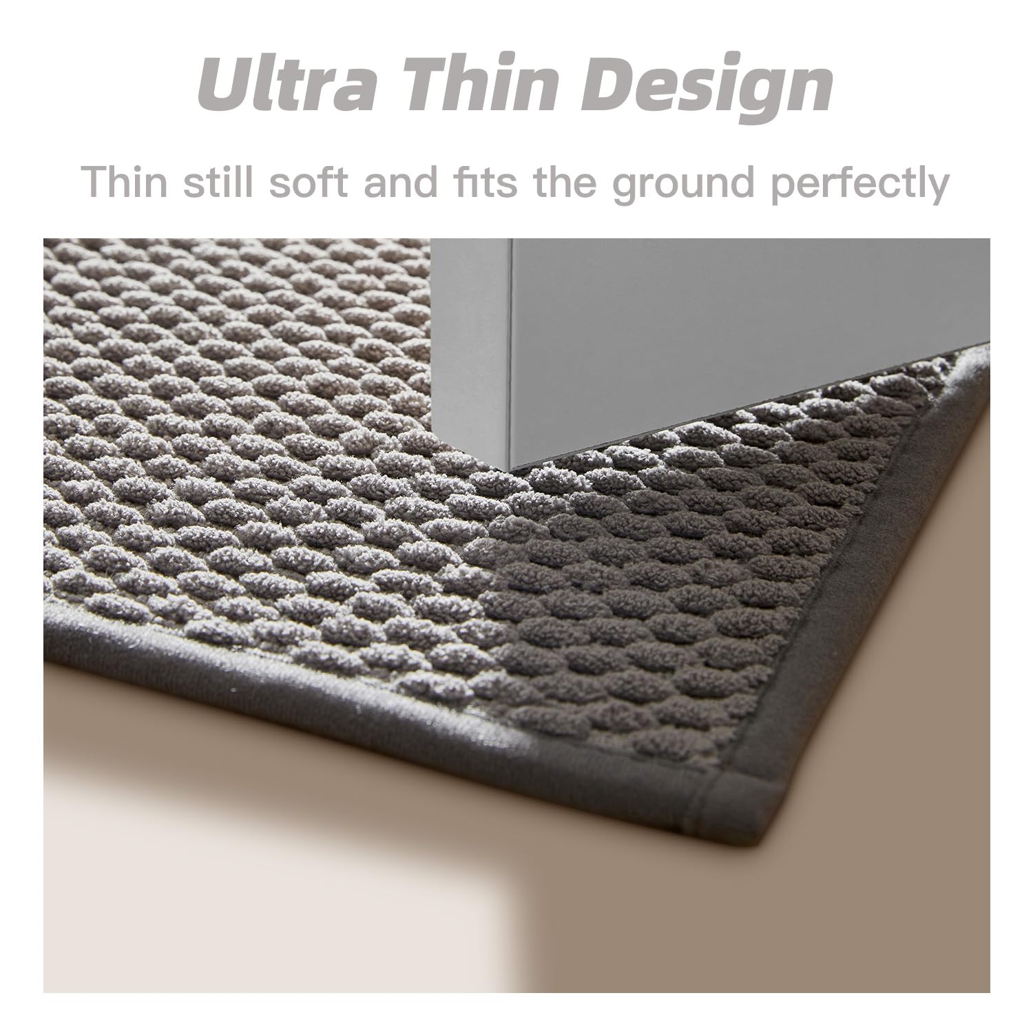 Bululom Bathroom Toilet Rug, Chenille Bathroom Mat For Toilet Mat, Non Slip Absorbent Bath Rug, Washable U Shap Mat Contour Bath