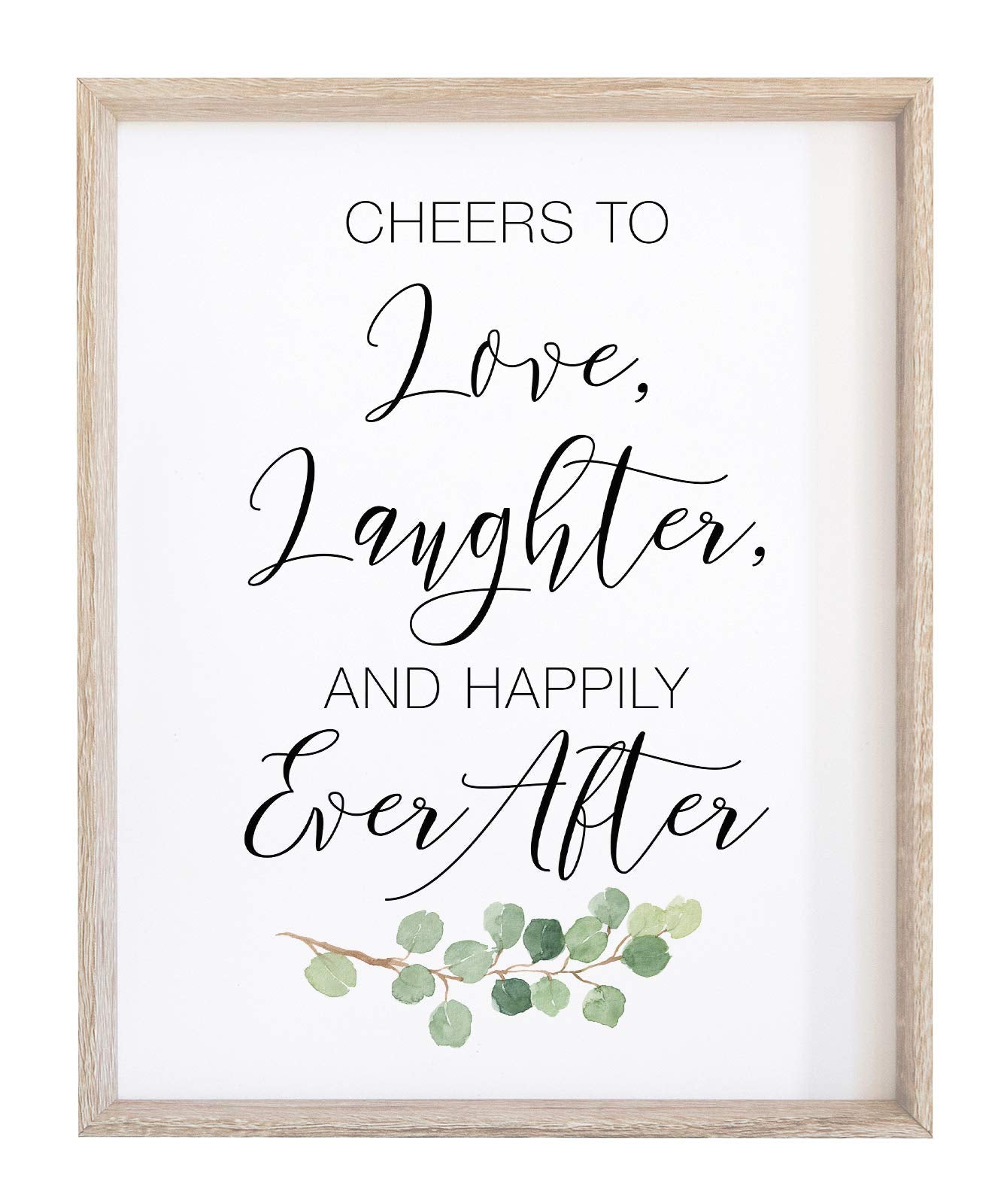 Noviiml Ve Wedding Sign | Watercolor Greenery With Eucalyptus Print On Thick Cardstock Paper | Love, Laughter, Happily Ever Afte