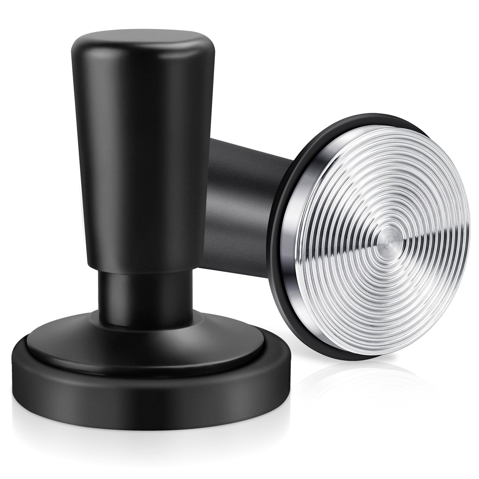 Espresso Coffee Tamper With Calibrated Spring-Loaded 25Lb / 30Lbs Replacement Springs Ripple Base Black Premium Barista Tool Ano
